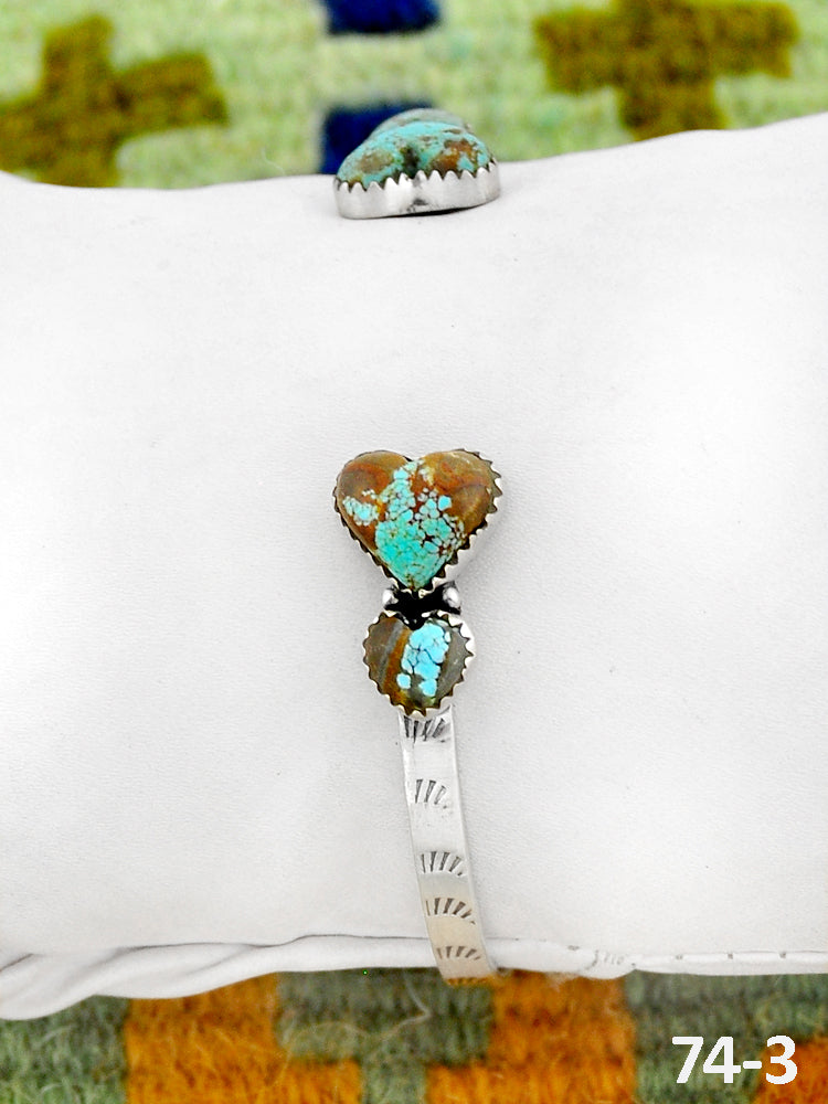 Southwest Handmade #8 Turquoise & Sterling Silver Cuff Bracelet