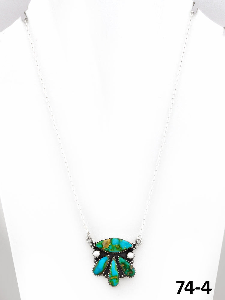 Southwest Made Sonoran Turquoise with White Buffalo & Sterling Silver Necklace