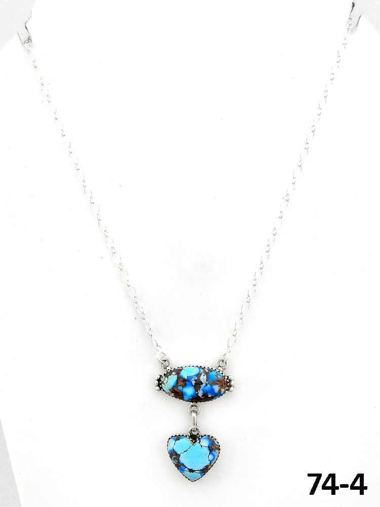 Southwest Made Golden Hill’s Turquoise & Sterling Silver Necklace 74-4
