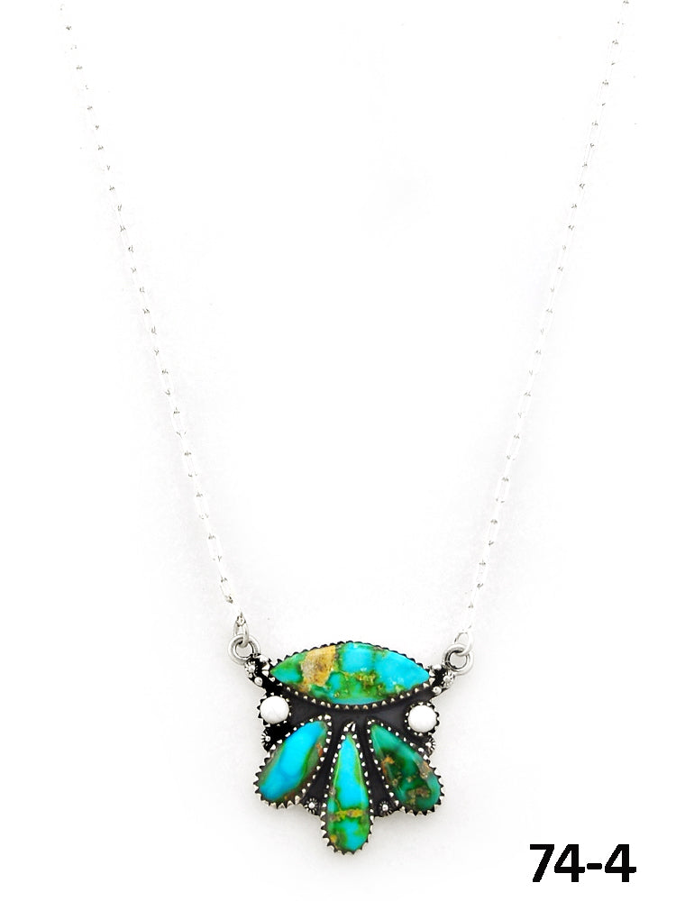 Southwest Made Sonoran Turquoise with White Buffalo & Sterling Silver Necklace