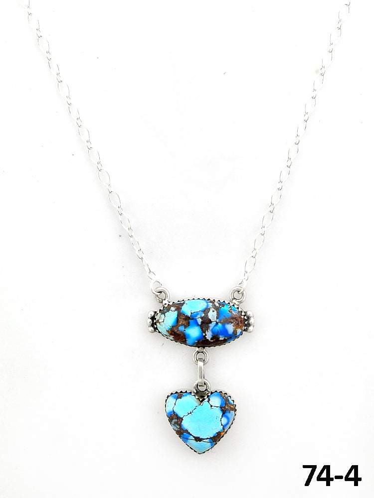 Southwest Made Golden Hill’s Turquoise & Sterling Silver Necklace 74-4