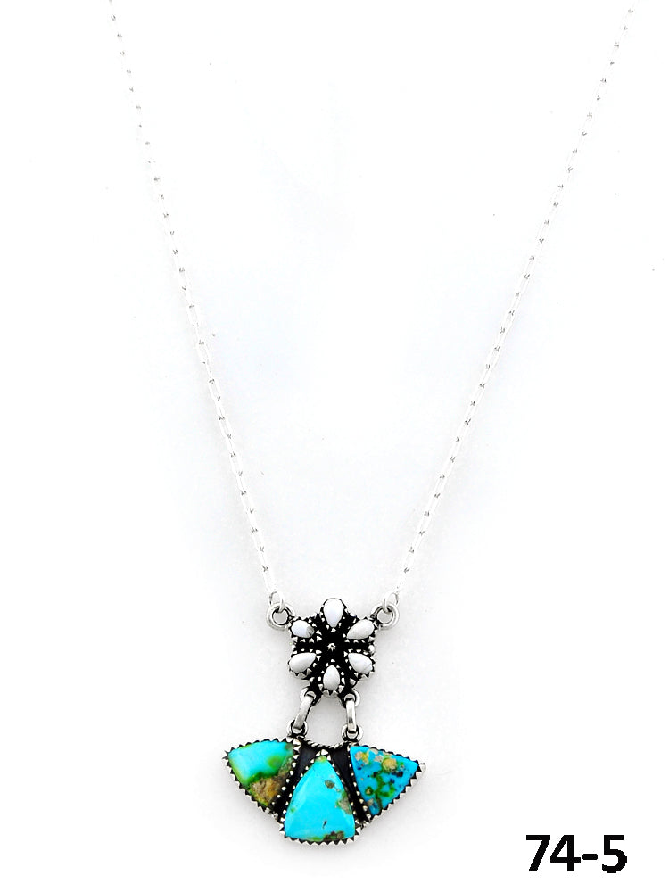Southwest Made Sonoran Turquoise with White Buffalo & Sterling Silver Necklace