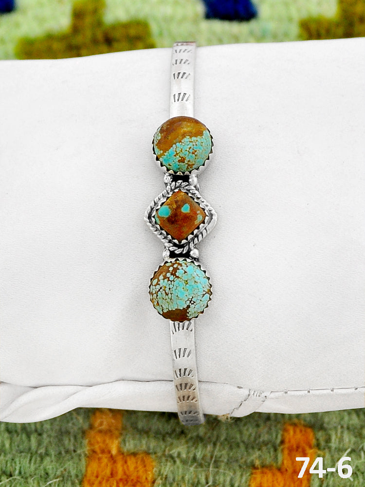 Southwest Handmade #8 Turquoise & Sterling Silver Cuff Bracelet