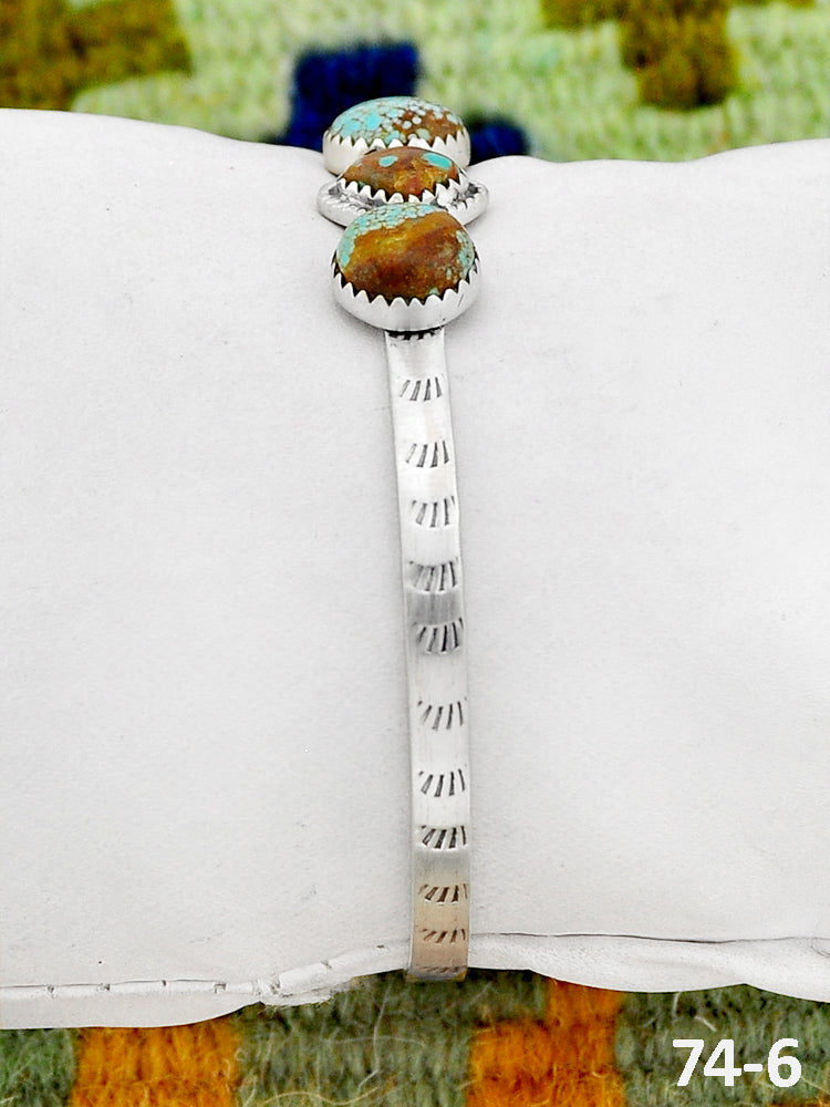 Southwest Handmade #8 Turquoise & Sterling Silver Cuff Bracelet