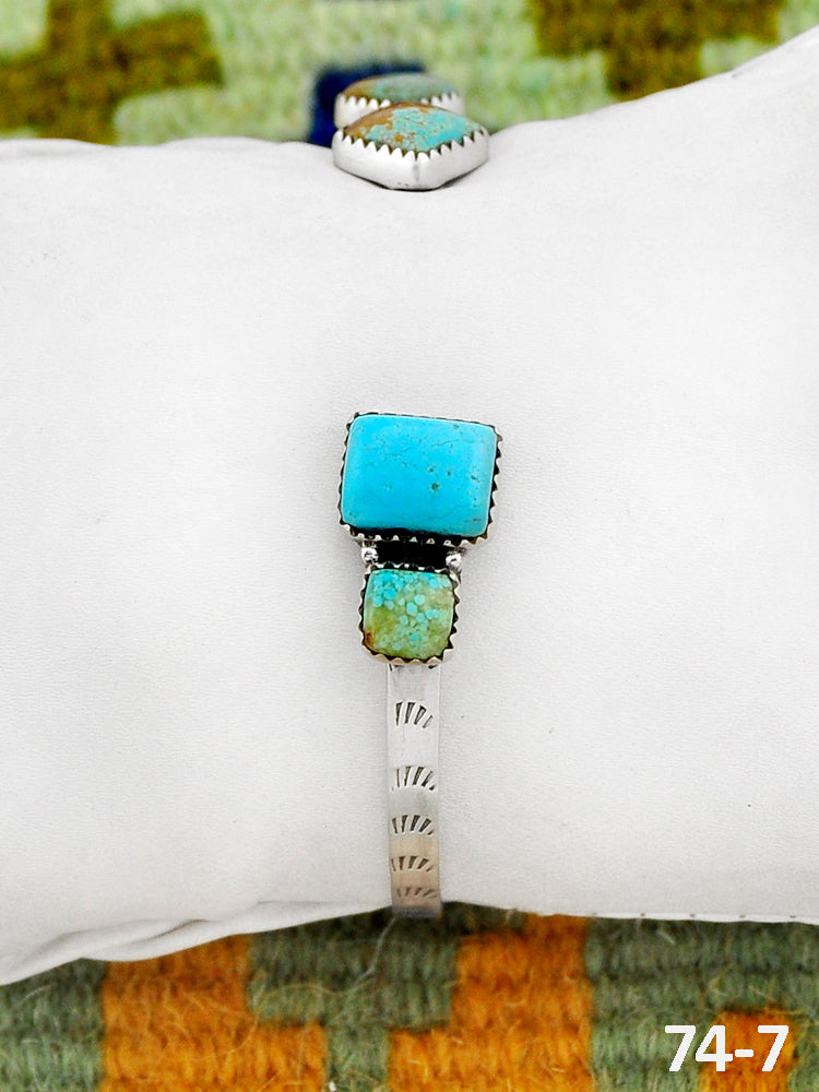 Southwest Handmade #8 Turquoise & Sterling Silver Cuff Bracelet