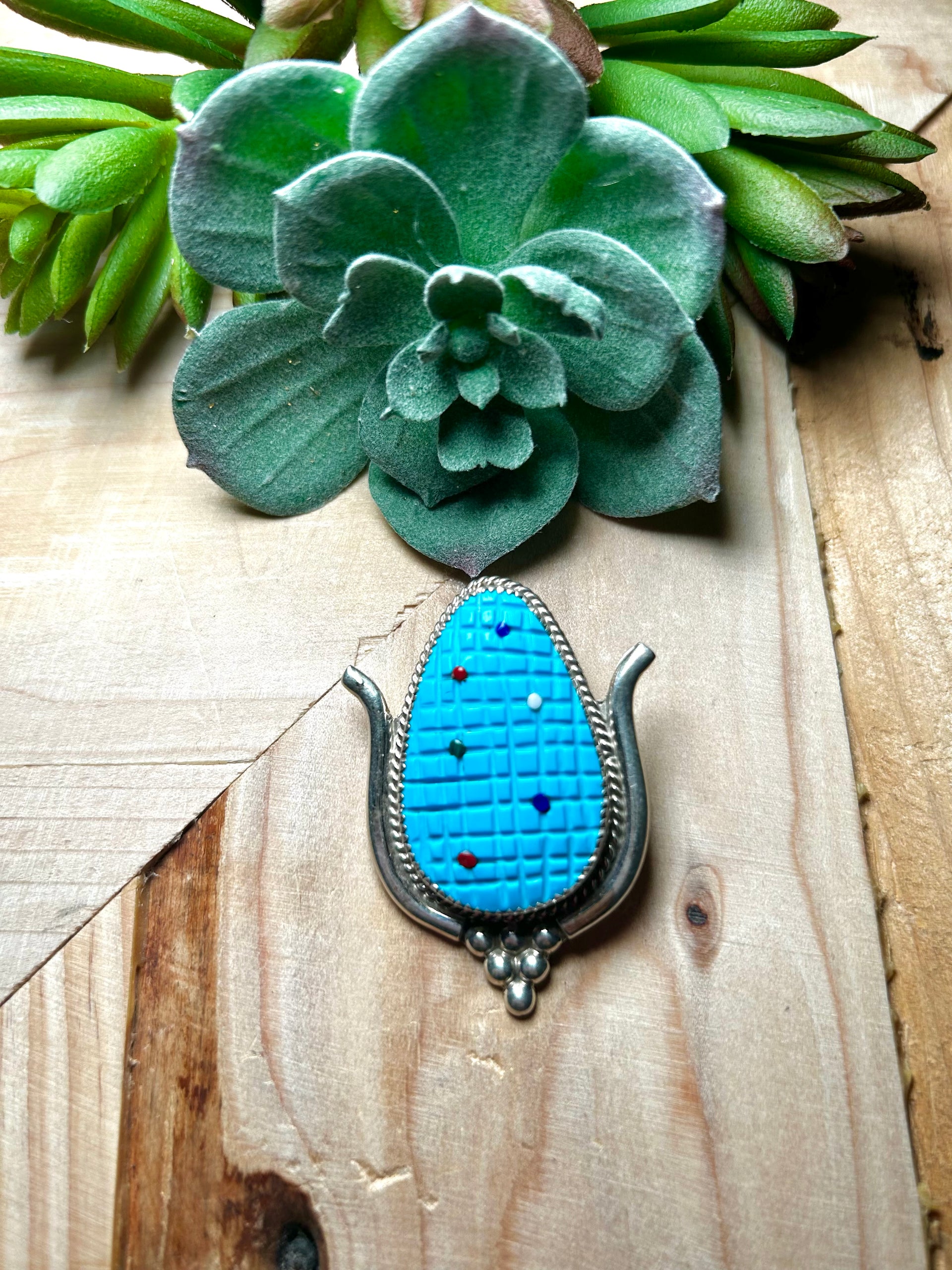 Kane Etsate Multi Stone & Sterling Silver Pin/Pendant