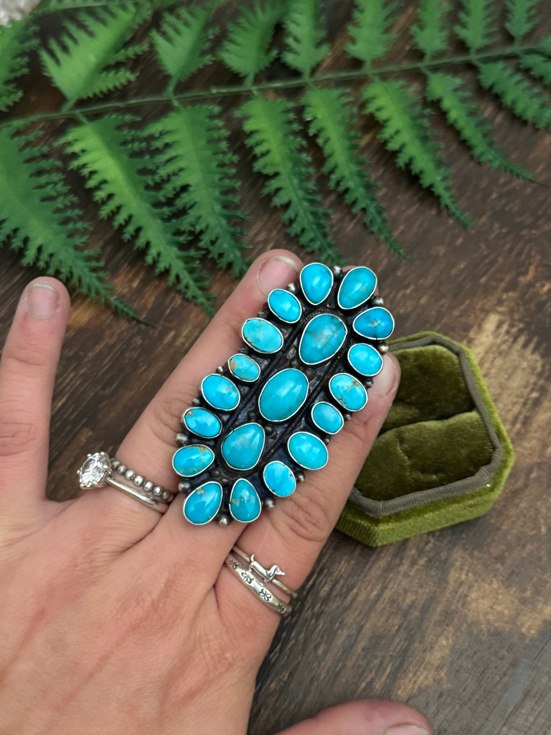 Sheila Becenti Kingman Turquoise Sterling Silver Adjustable Ring