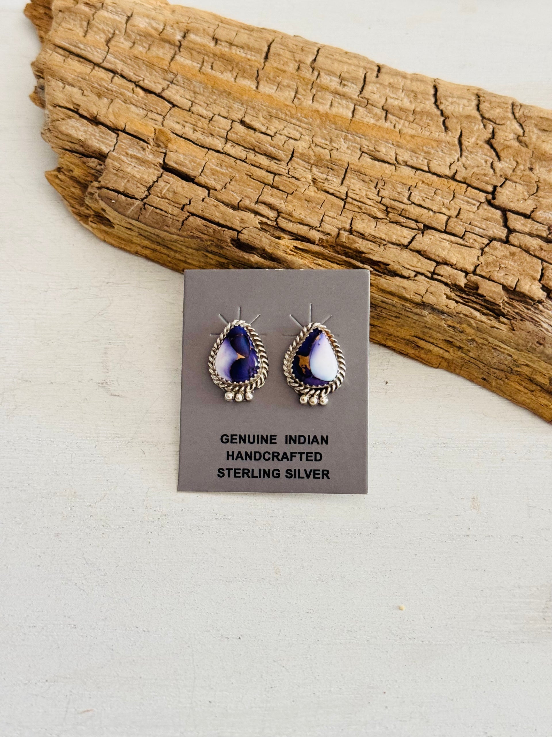 Trish Largo Purple Mohave Composite & Sterling Silver Post Earrings