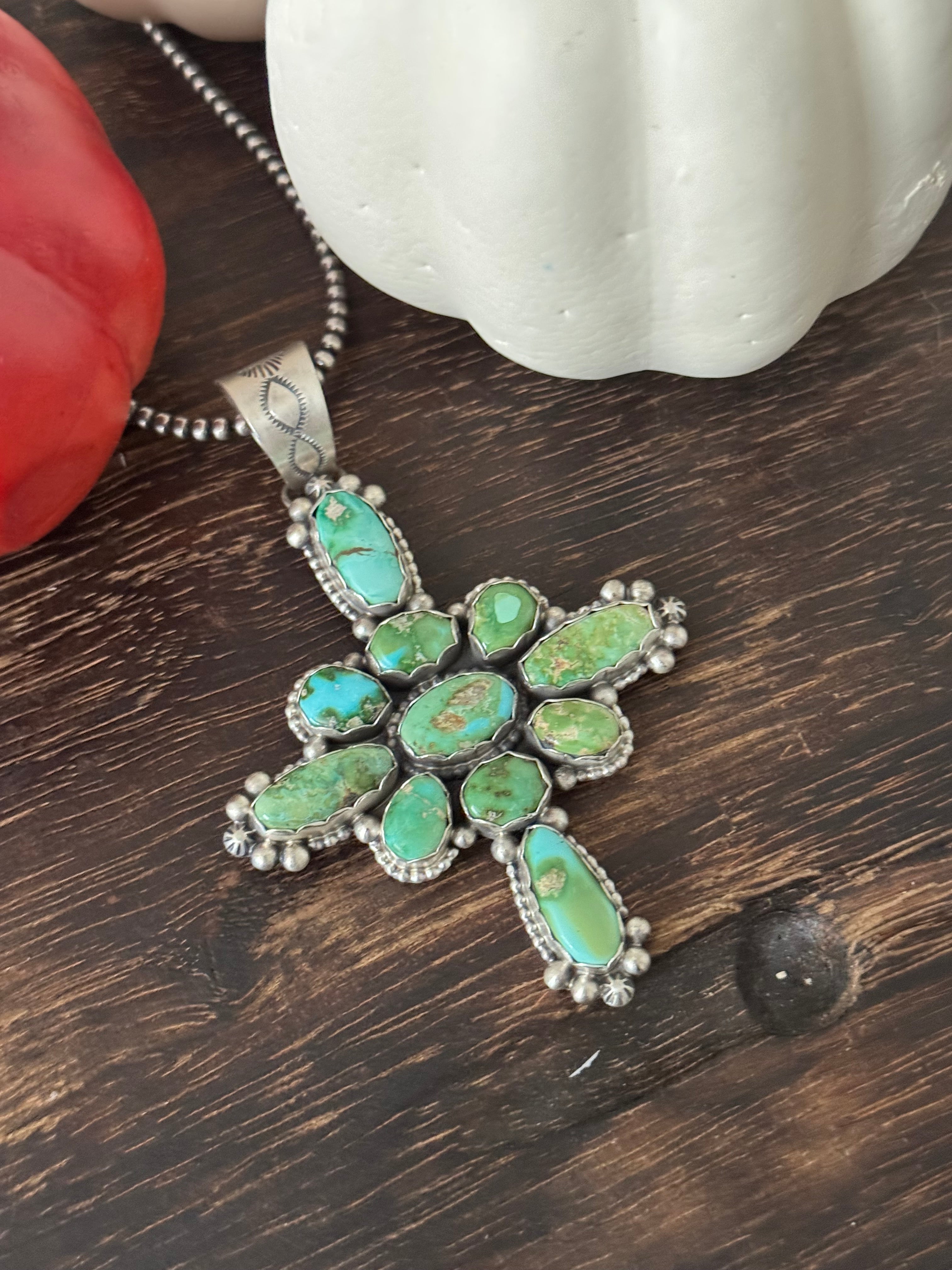 Dave Skeets Sonoran Mountain Turquoise & Sterling Silver Cluster Pendant