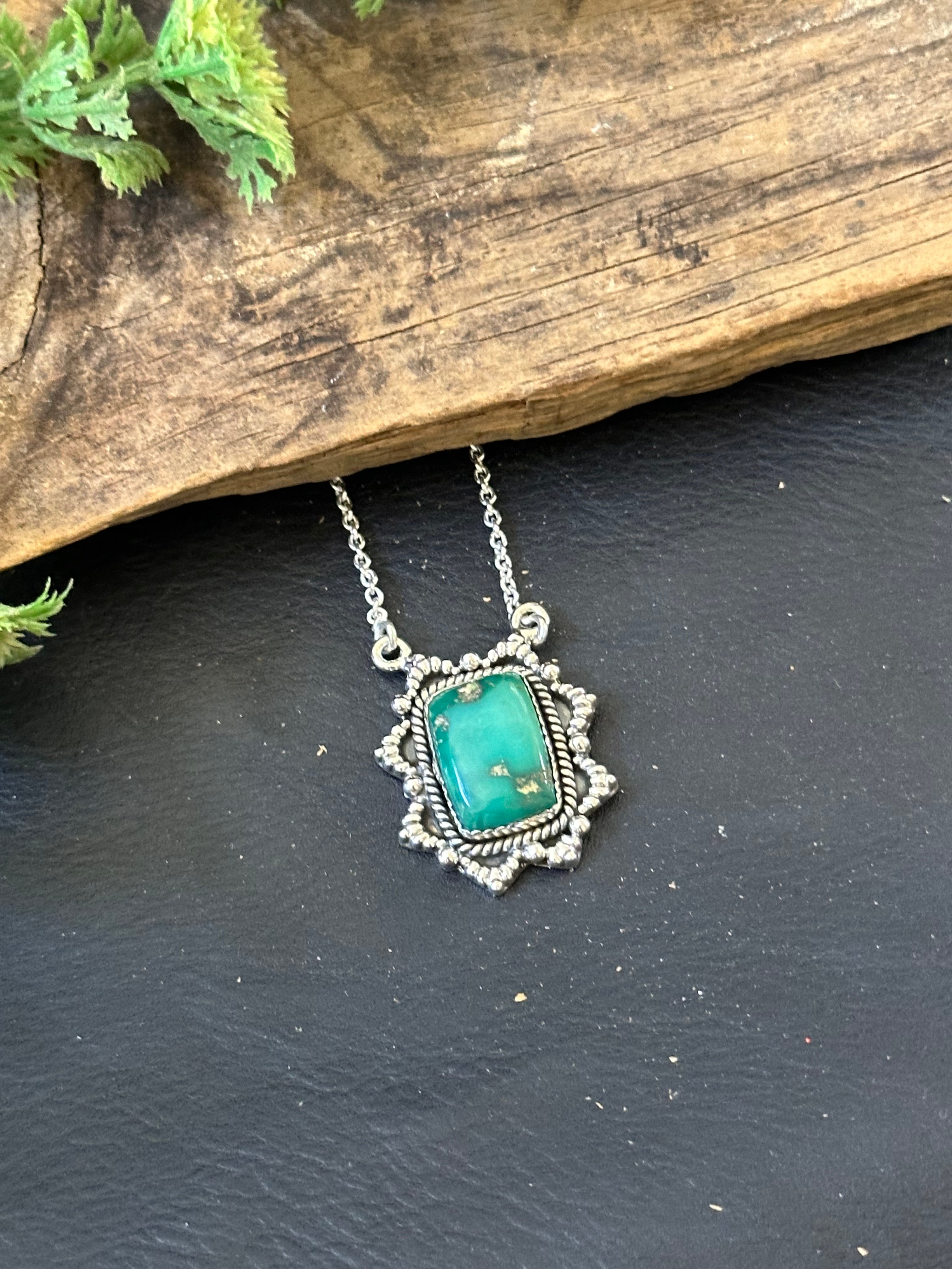 Southwest Handmade Emerald Valley Turquoise & Sterling Silver Necklace