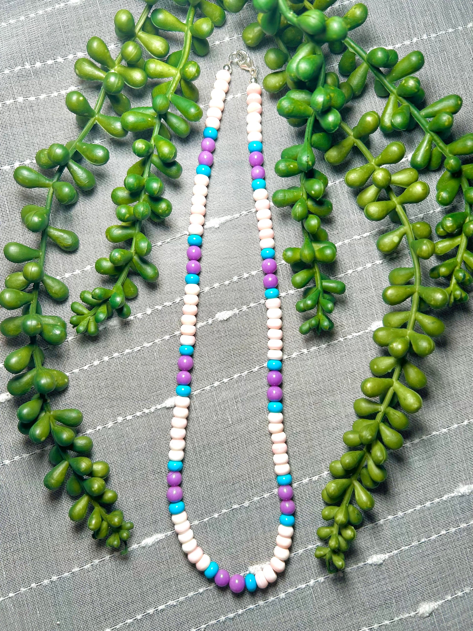 Navajo Strung Multi Stone & Sterling Silver Necklace