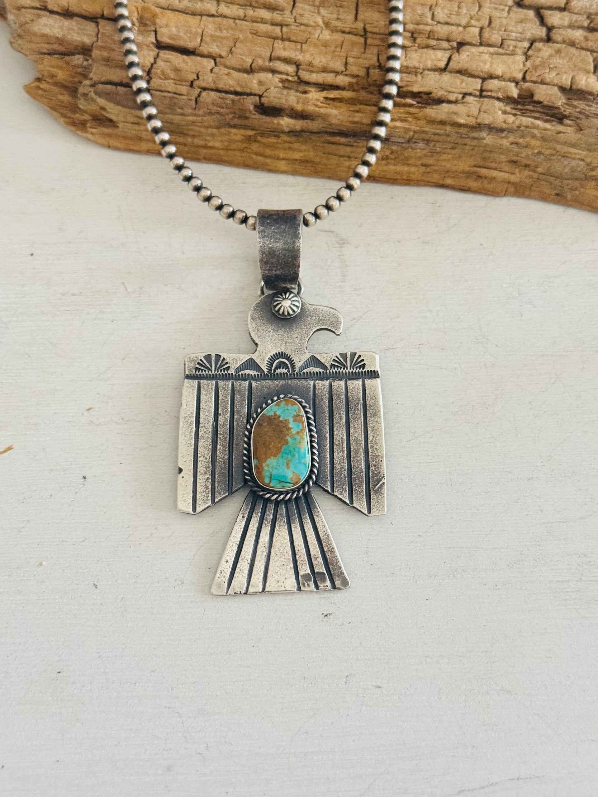 Kindale Billah Royston Turquoise & Sterling Silver Thunderbird Pendant