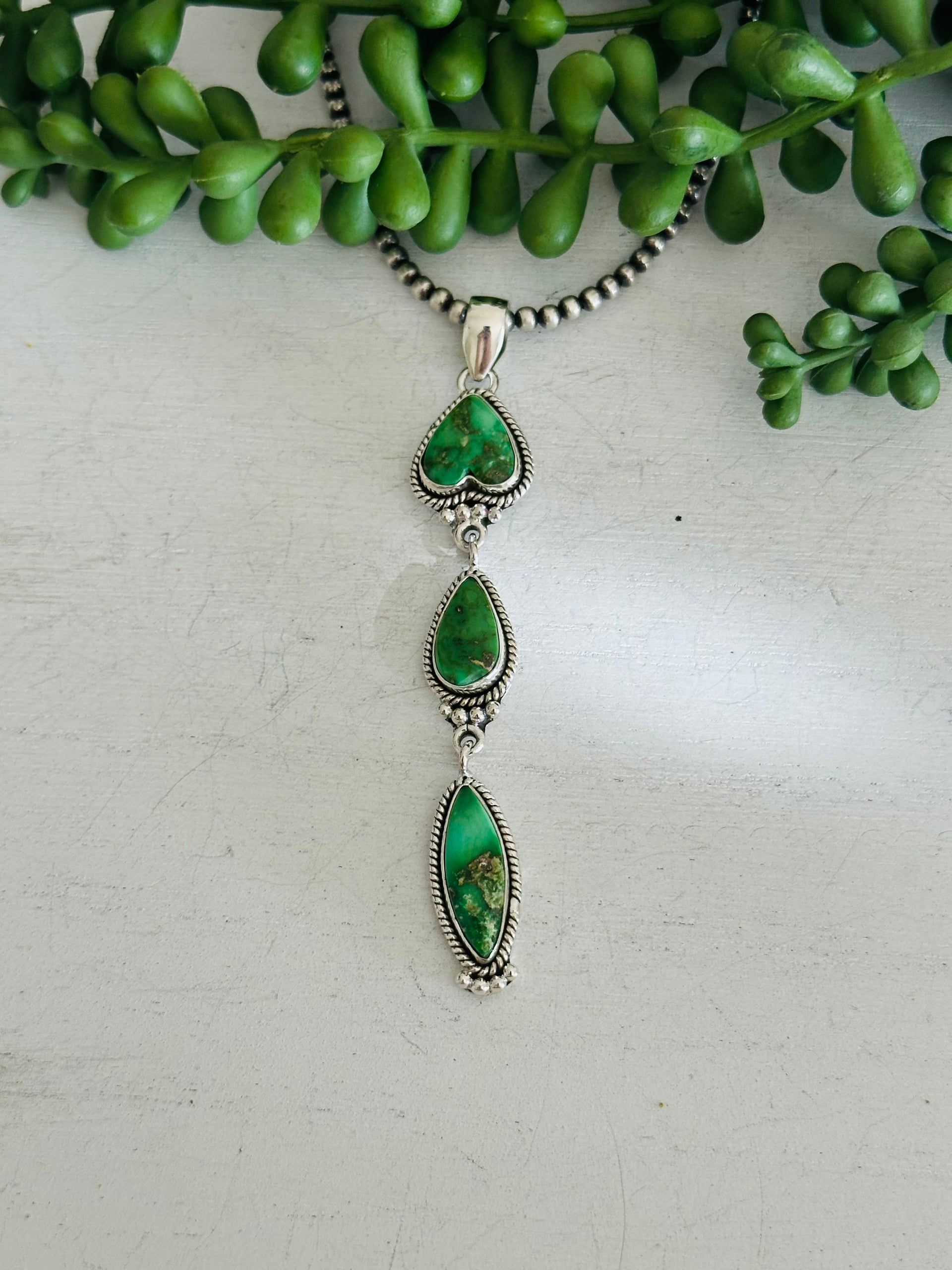 Southwest Handmade Sonoran Gold Turquoise & Sterling Silver Pendant