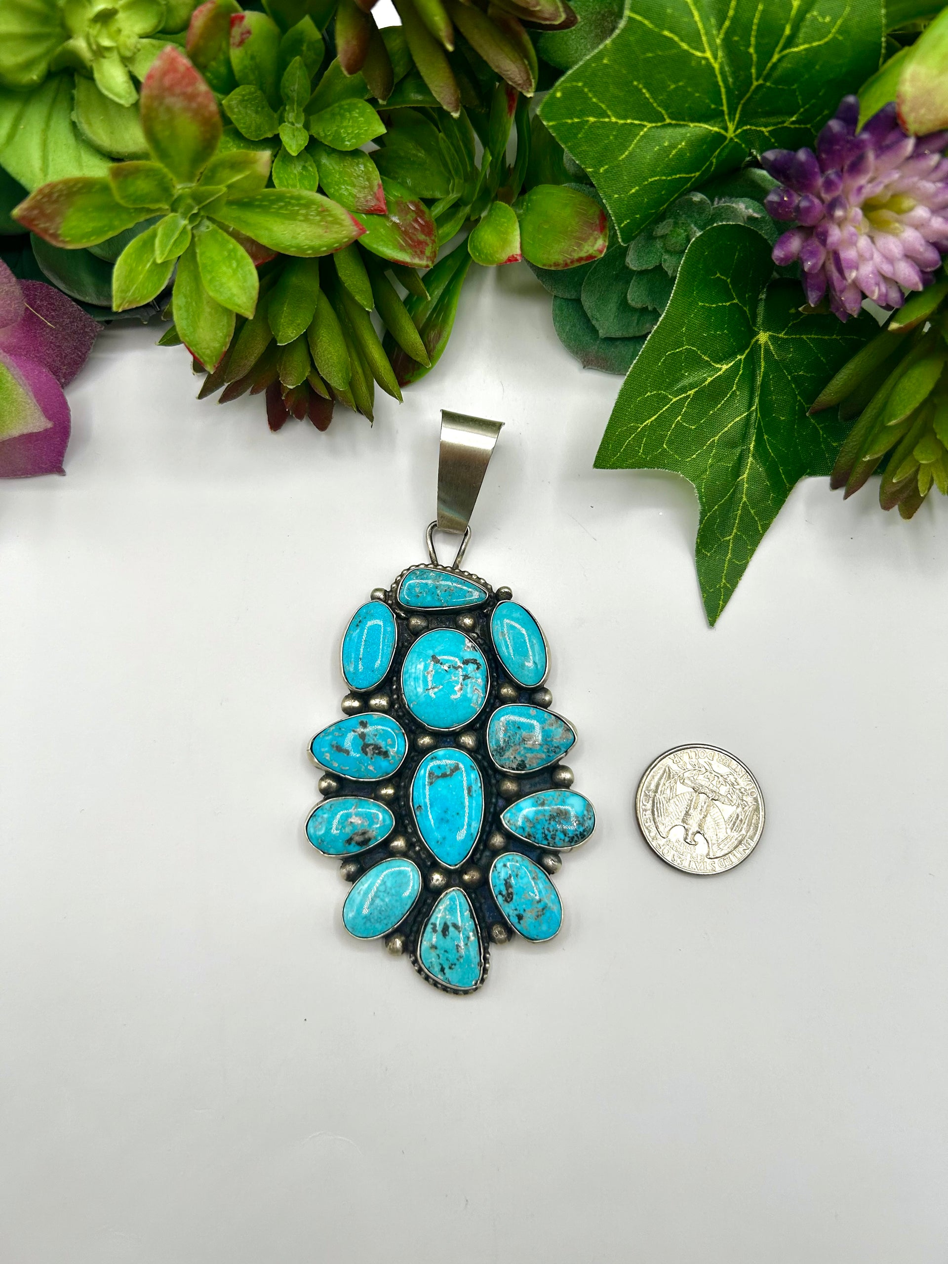 Sheila Becenti Blue Ridge Turquoise & Sterling Silver Pendant