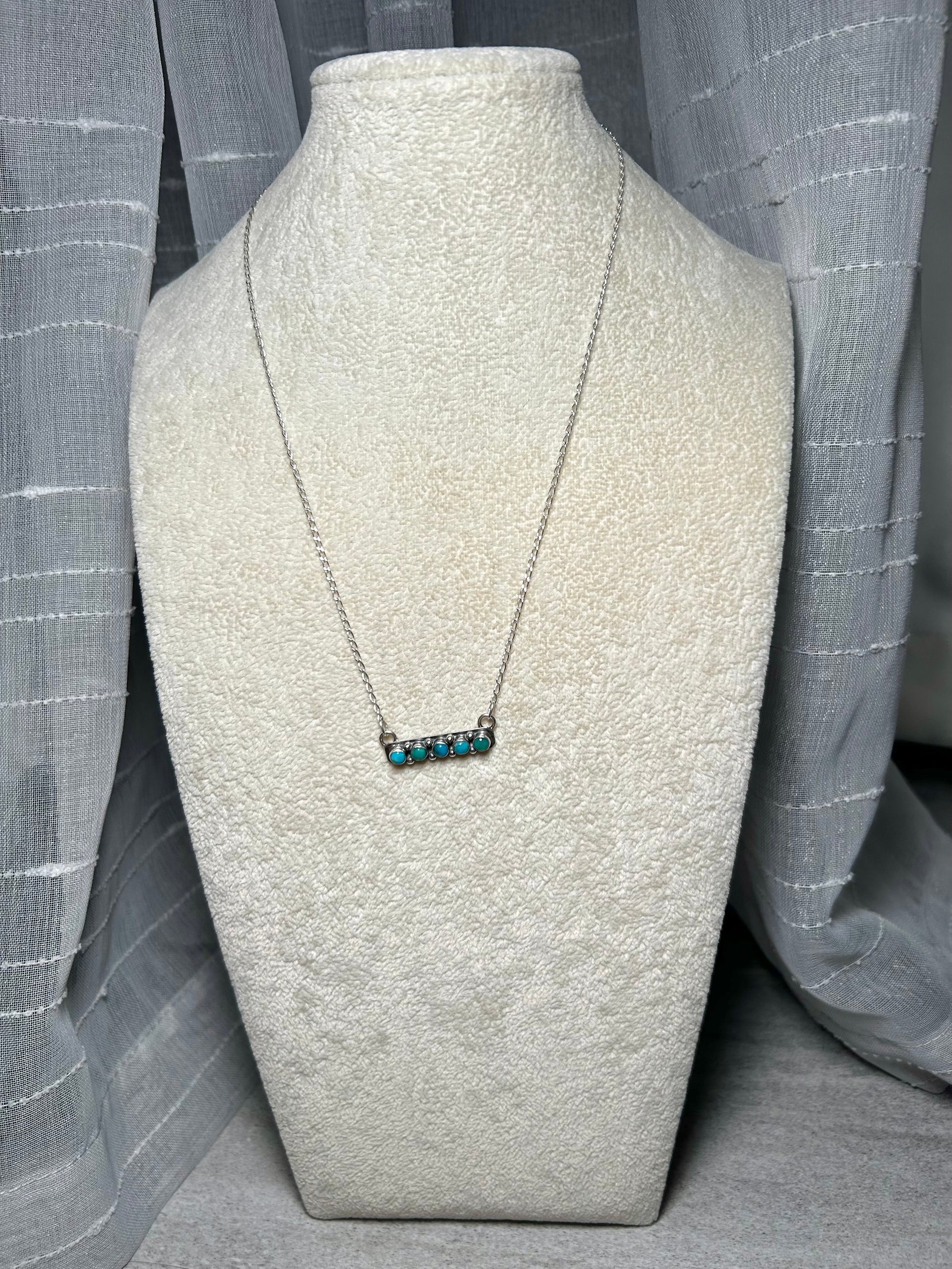 Navajo Made Kingman Turquoise & Sterling Silver Necklace