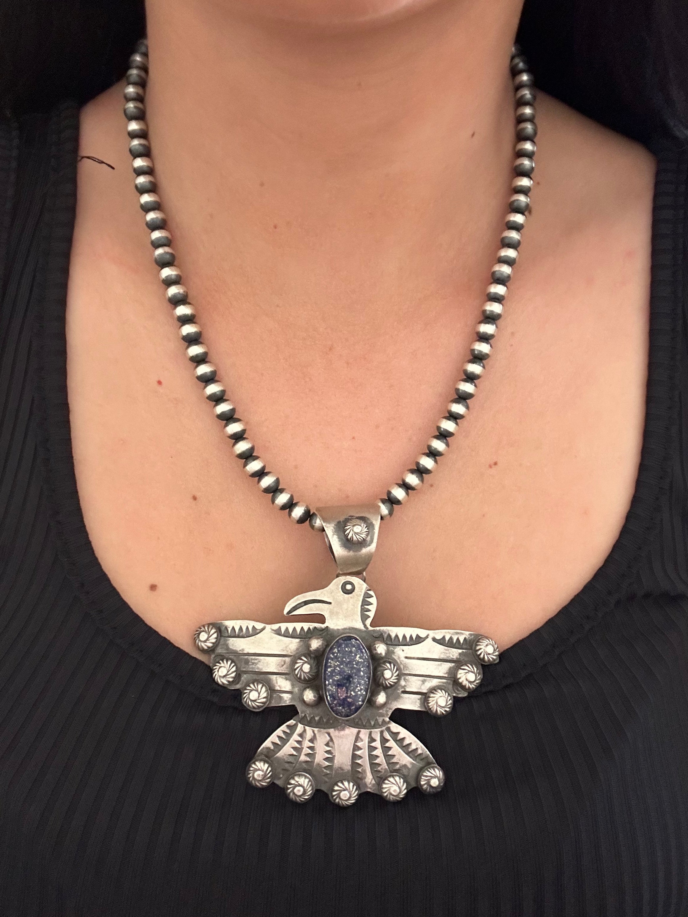 Chimney Butte Lapis & Sterling Silver Thunderbird Pendant