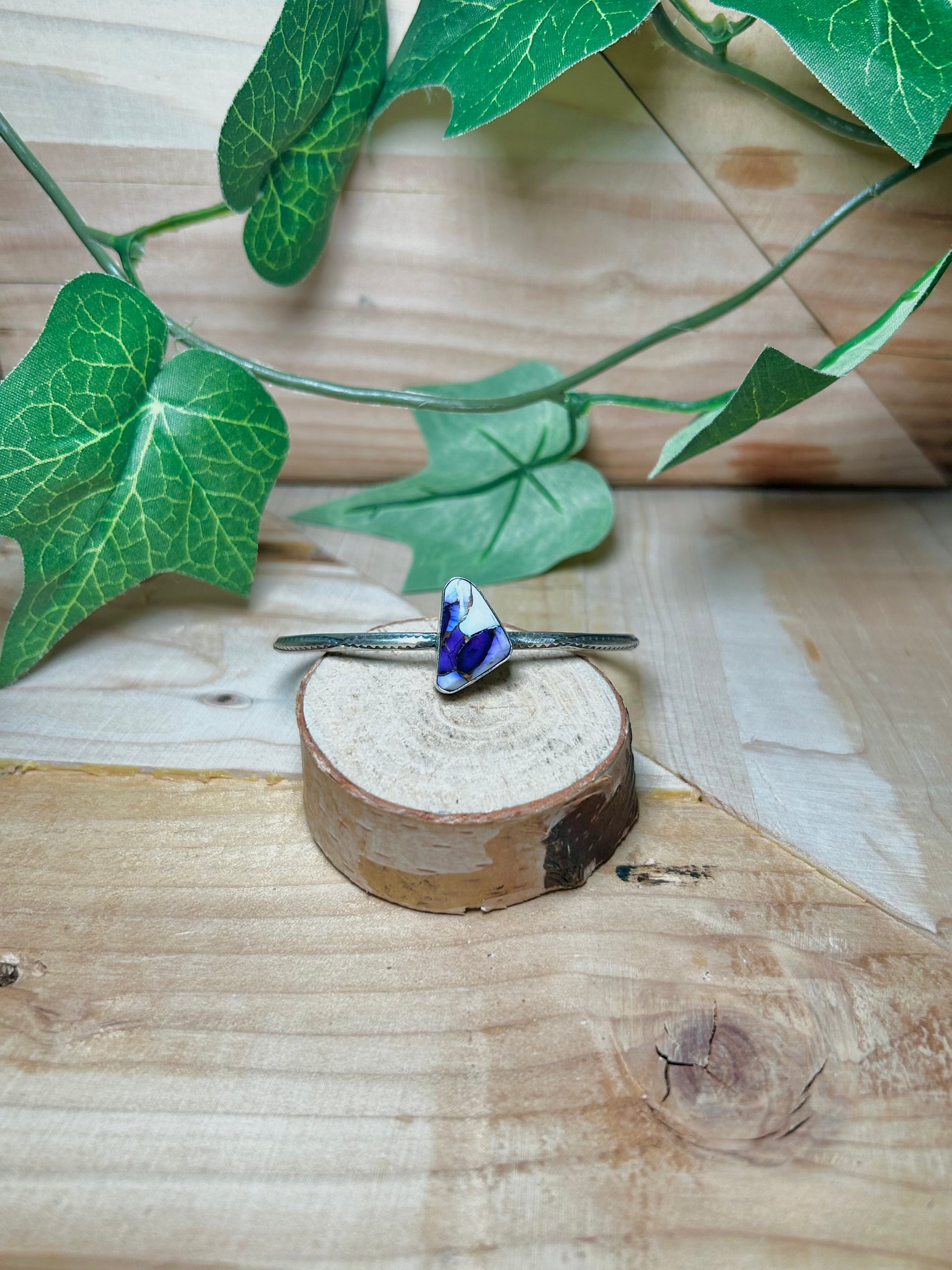 Navajo Made Purple Mohave Turquoise & Sterling Silver Cuff Bracelet