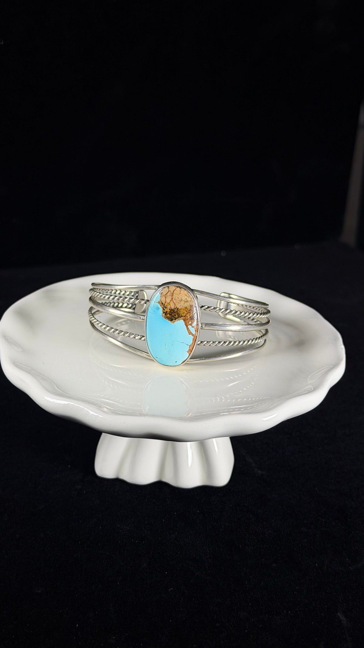 Navajo Made Royston Turquoise  & Sterling Silver Cuff Bracelet