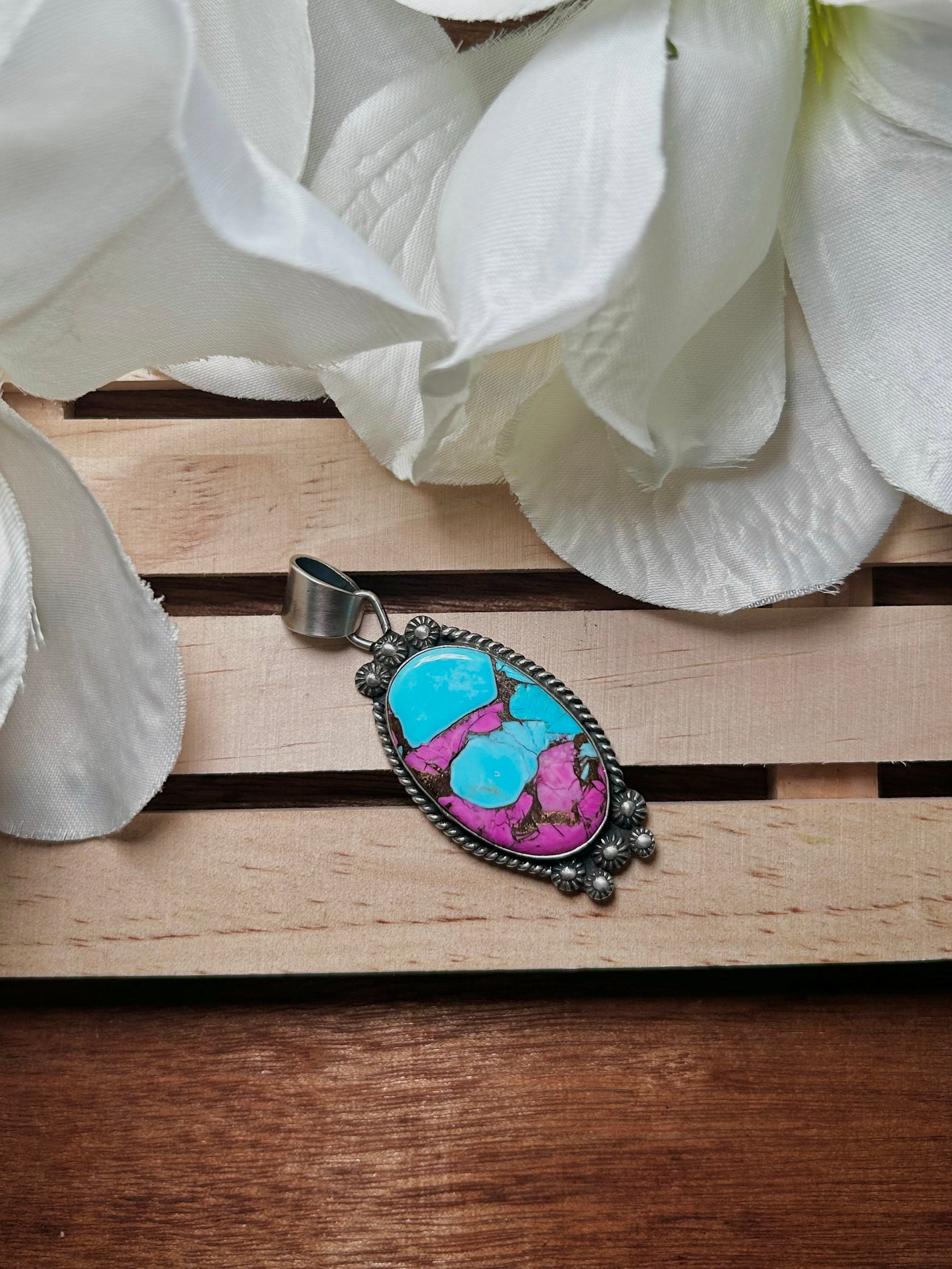 Zachariah David Cotton Candy Dahlia & Sterling Silver Pendant