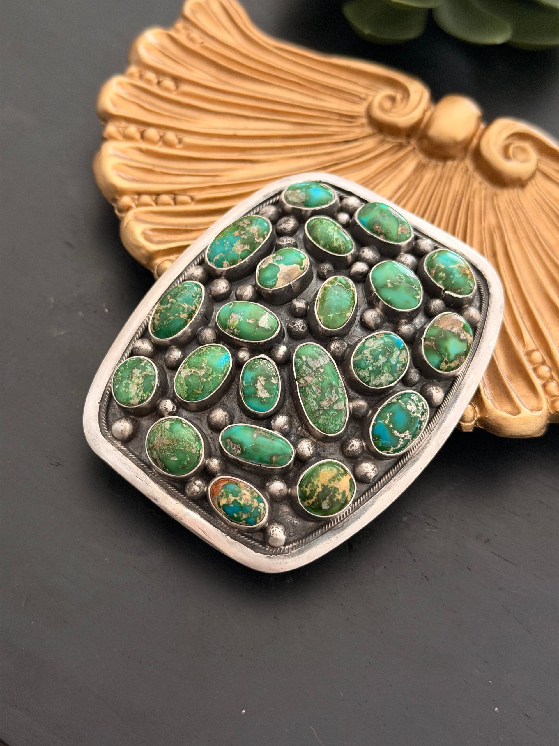 Bobby Johnson Sonoran Gold  Turquoise & Sterling Silver Belt Buckle