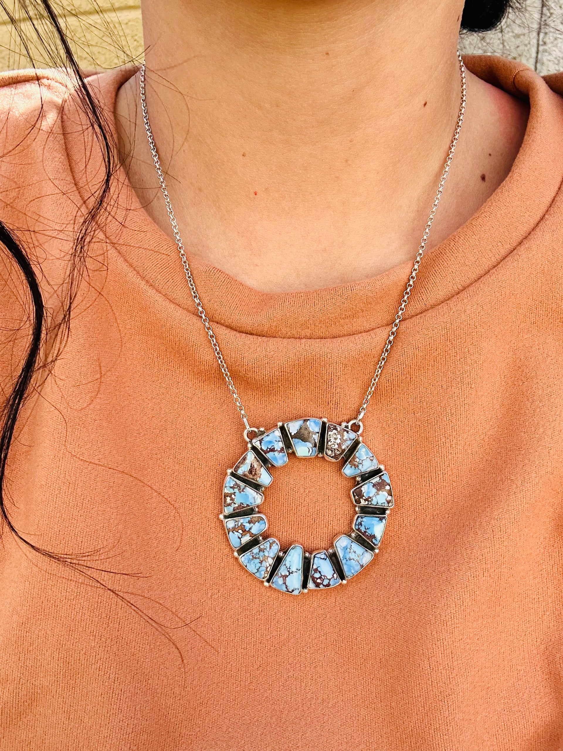 Southwest Handmade Golden Hills Turquoise & Sterling Silver Necklace