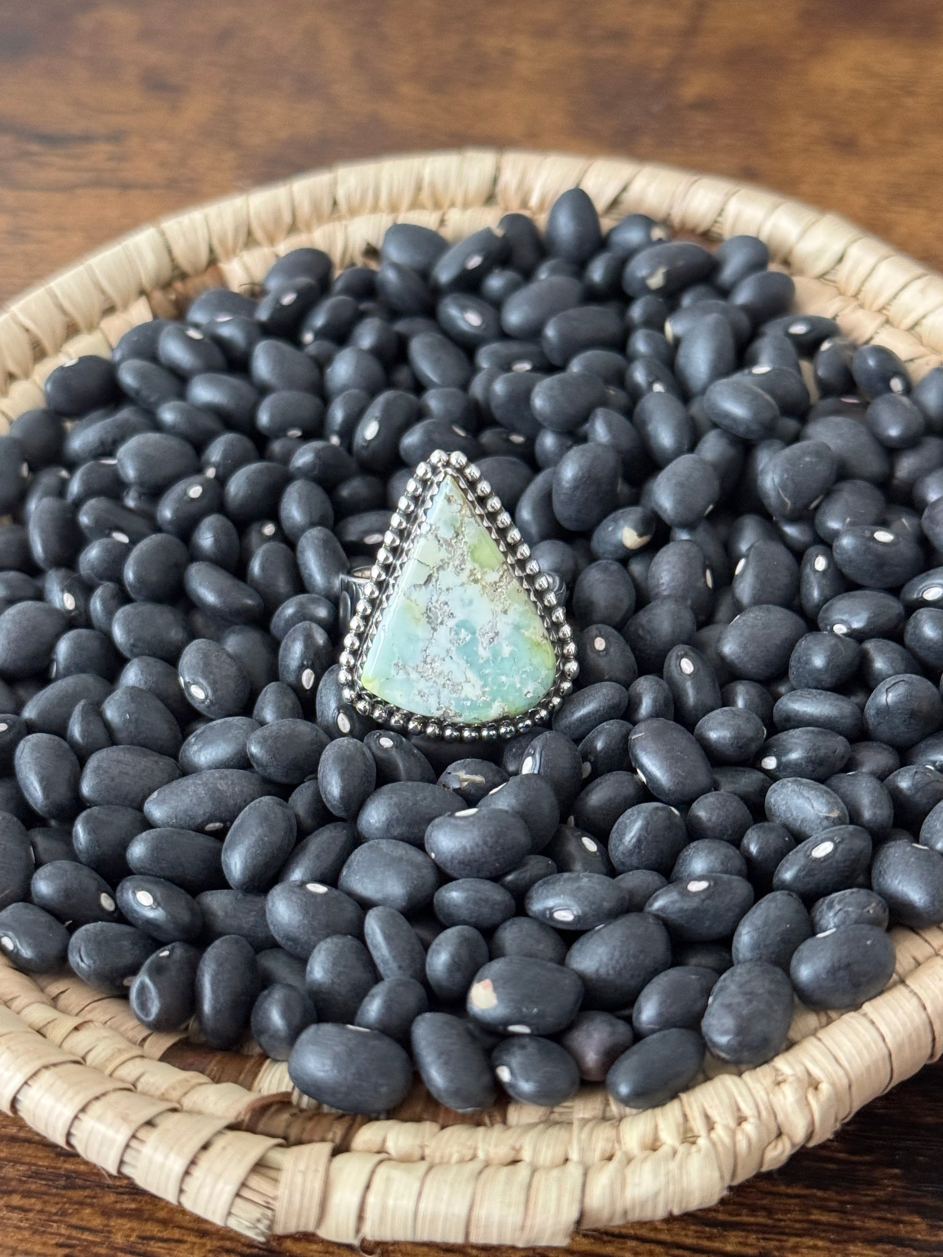 Southwest Handmade Paloma Variscite & Sterling Silver Adjustable Ring