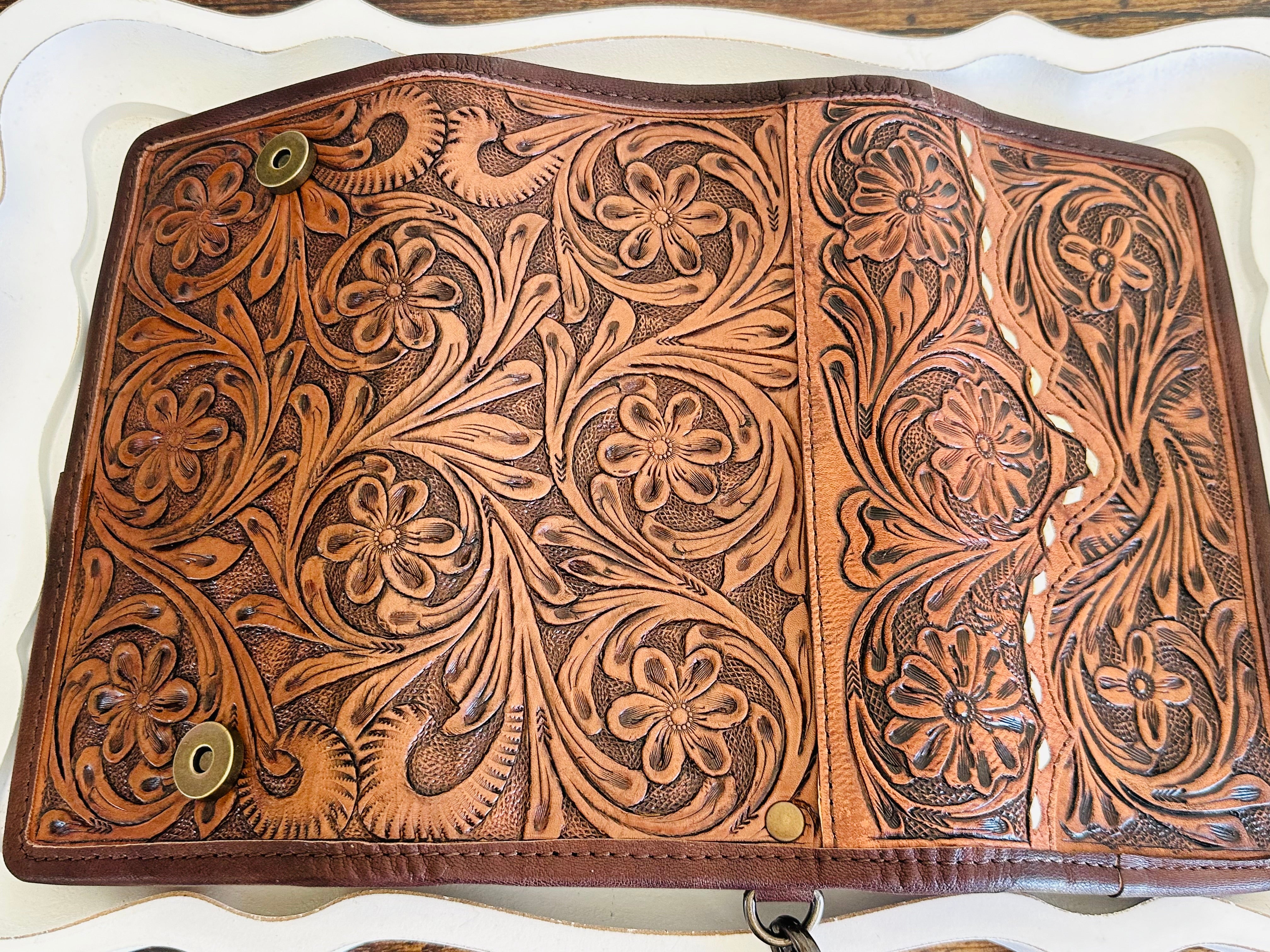 Genuine Tooled Leather Wallet/Clutch