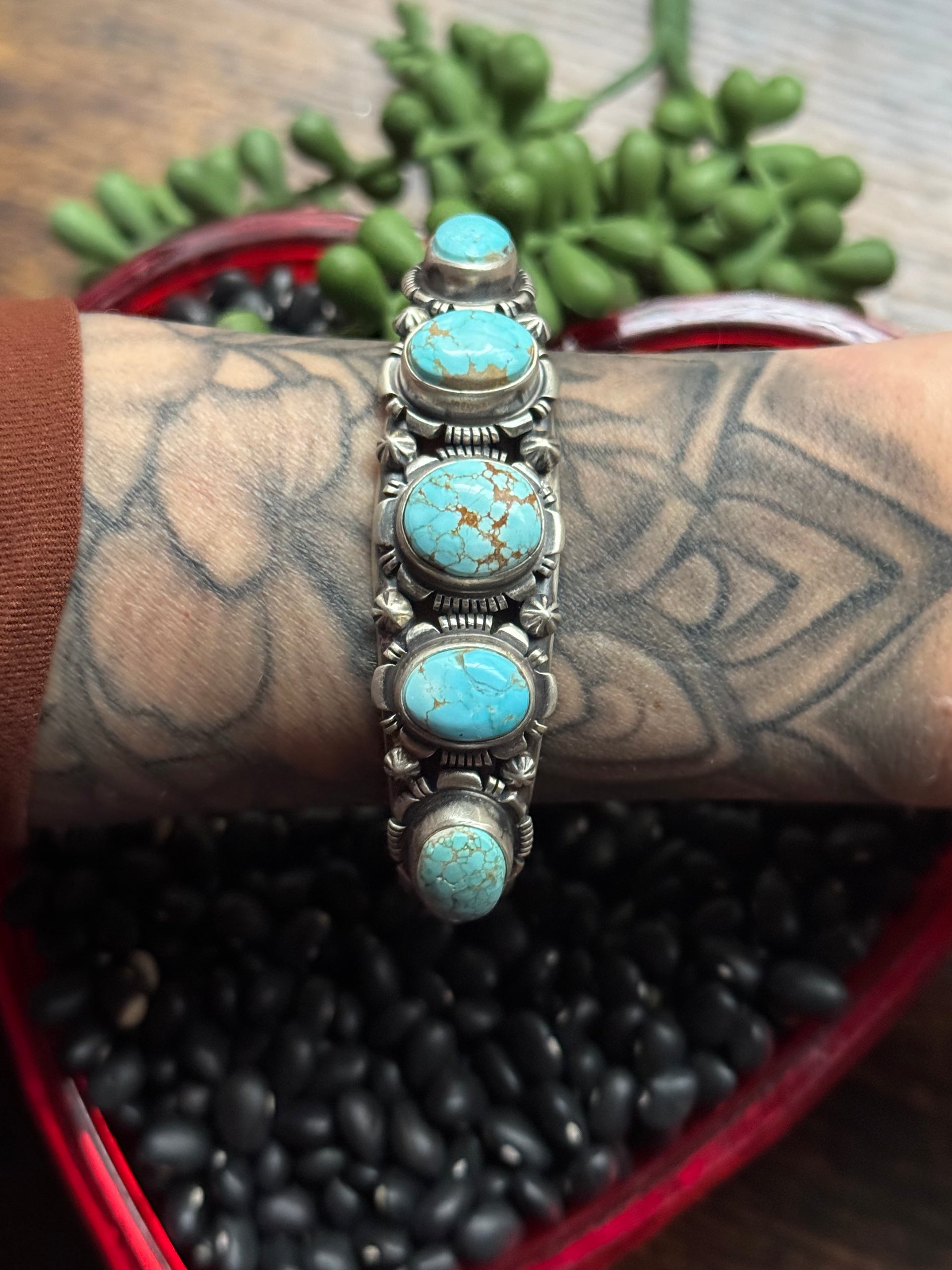 Thomas Francisco #8 Turquoise & Sterling Silver Cuff Bracelet