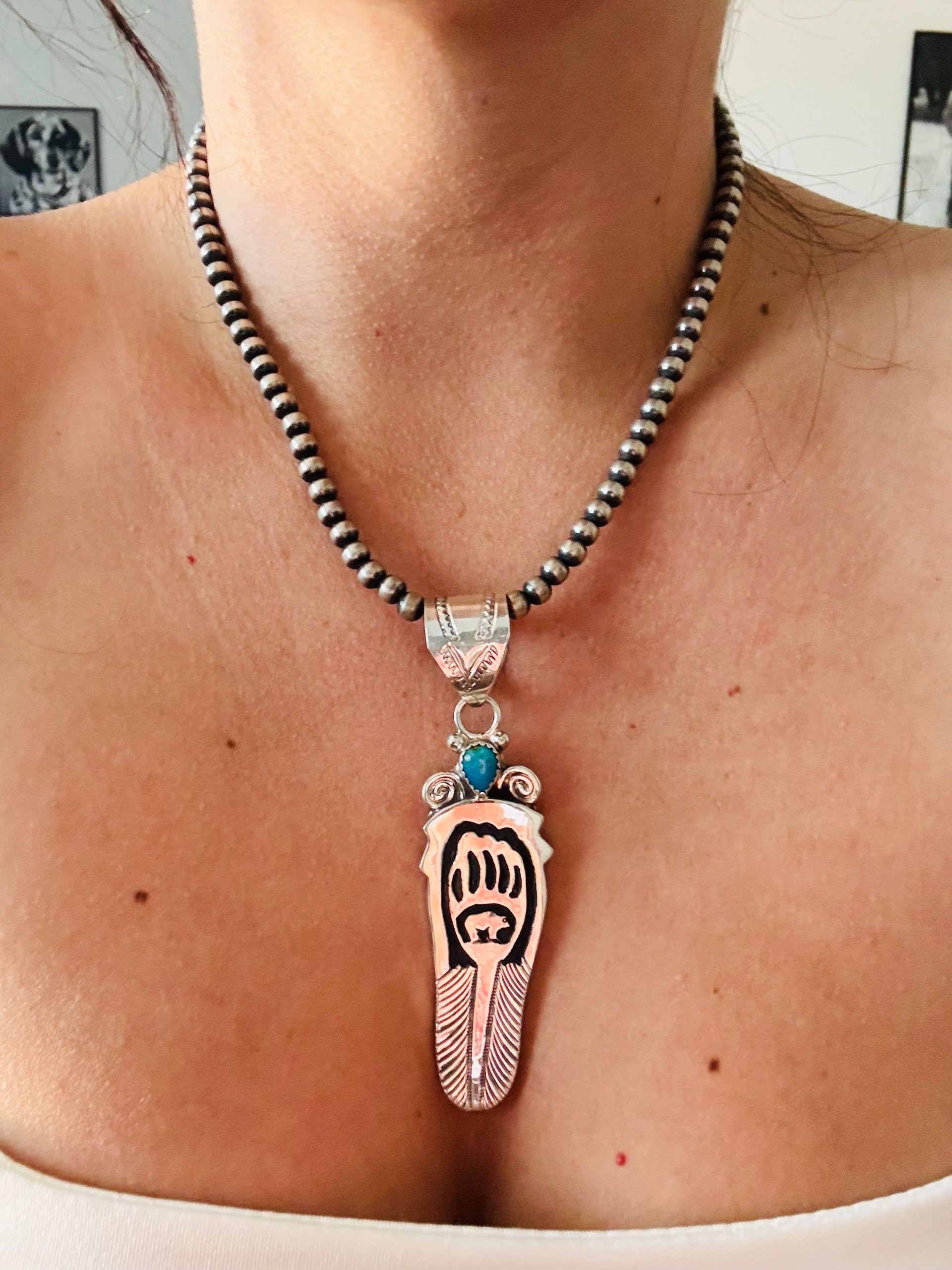 Alonzo Mariano Kingman Turquoise & Sterling Silver Pendant