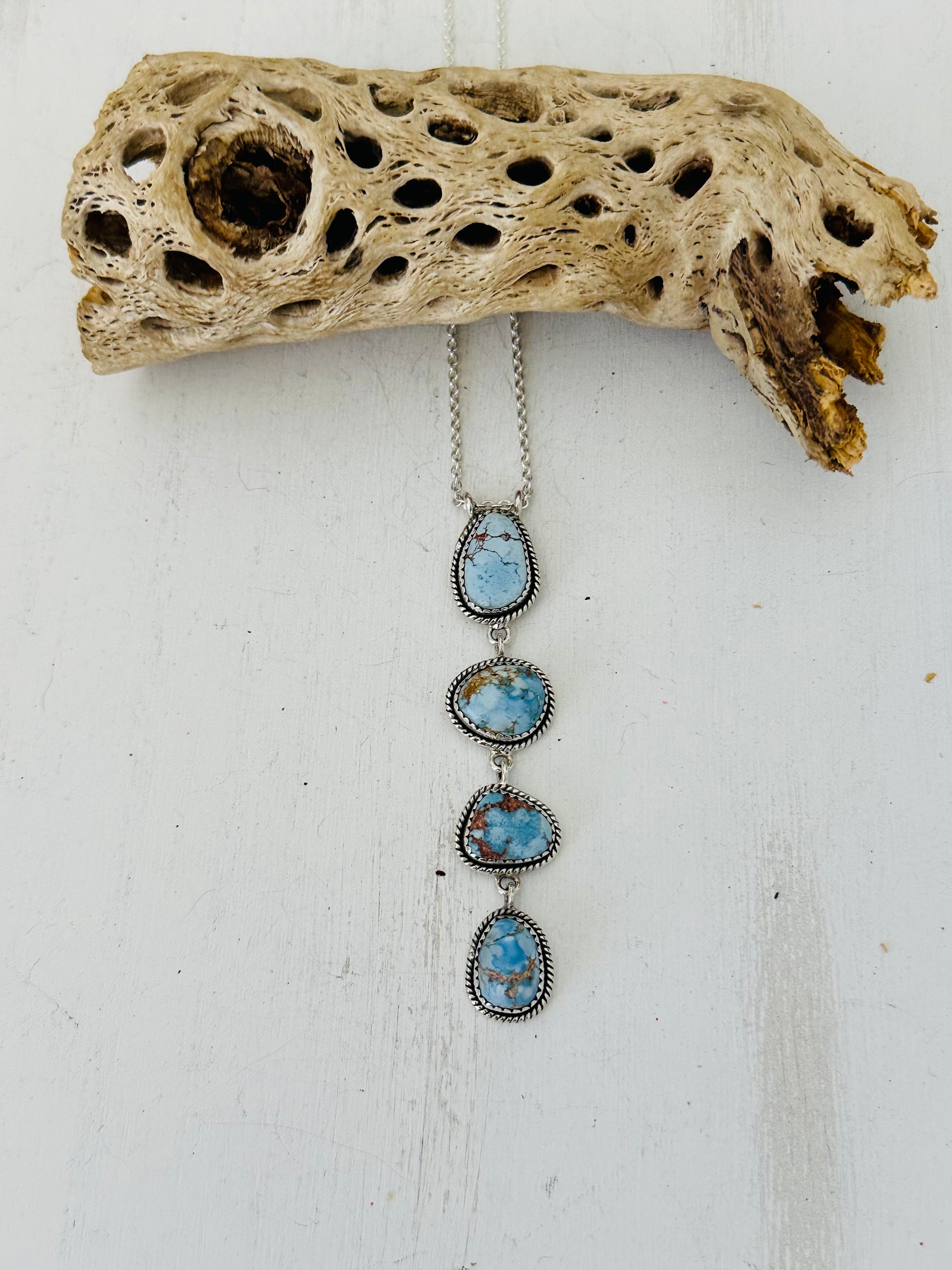 Southwest Handmade Golden Hills Turquoise & Sterling Silver Necklace