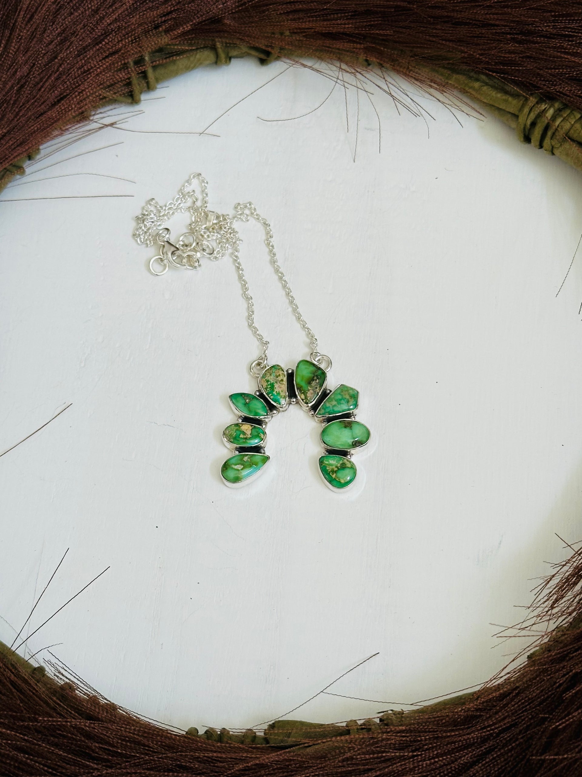 TTD “Chance” Sonoran Mountain Turquoise & Sterling Silver Cluster Naja Necklace