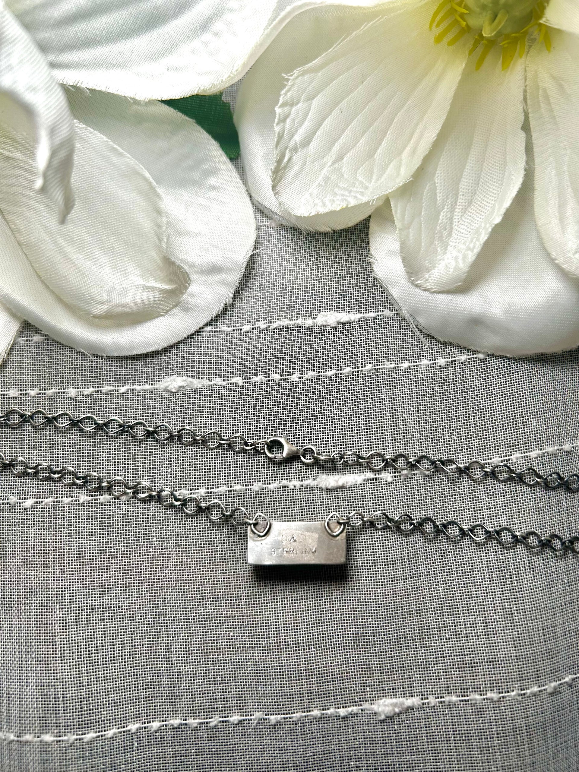 Navajo Made White Buffalo & Sterling Silver Necklace