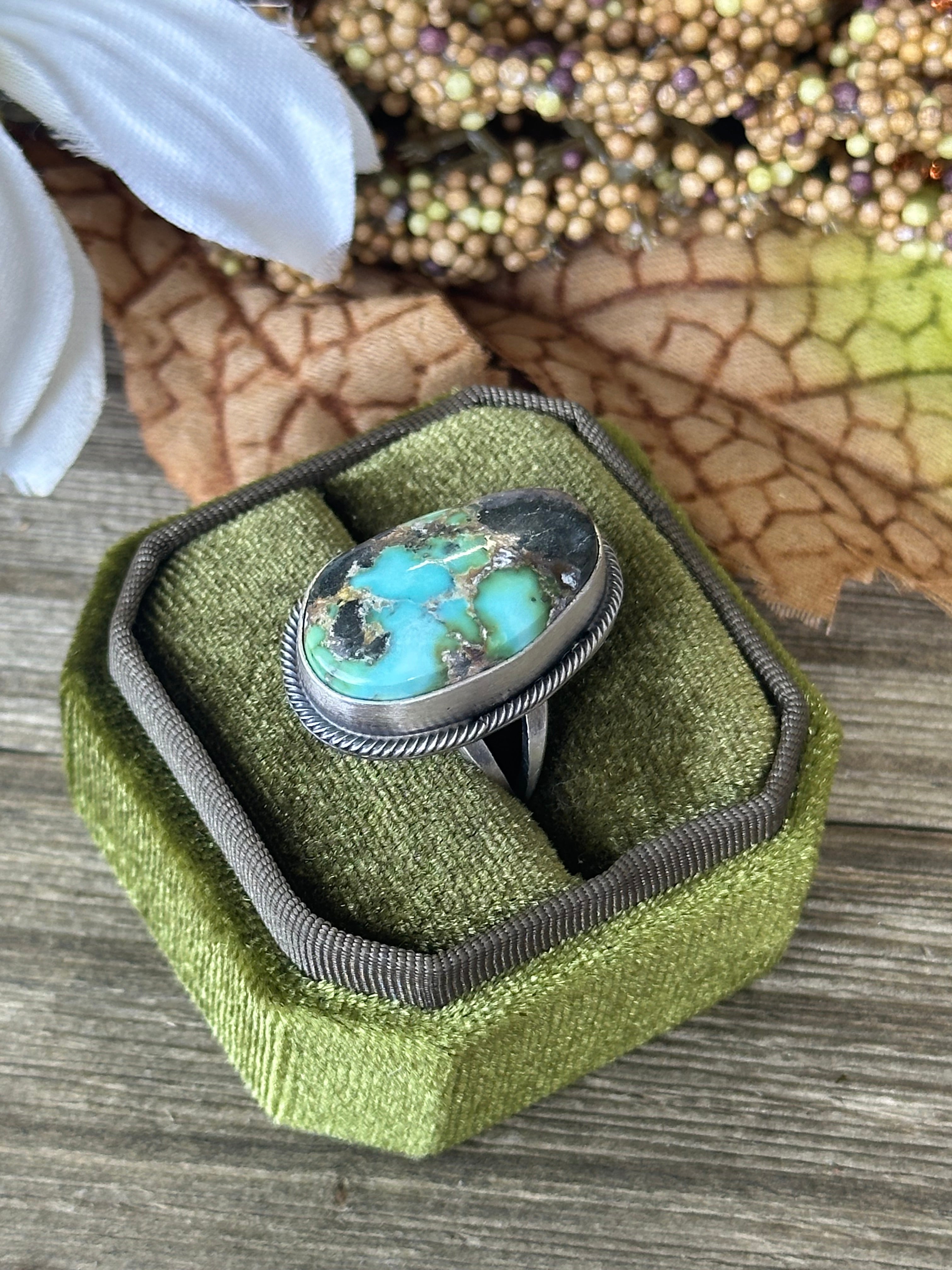Scott Skeets Sonoran Gold Turquoise &  Sterling Silver Ring Size 6.5