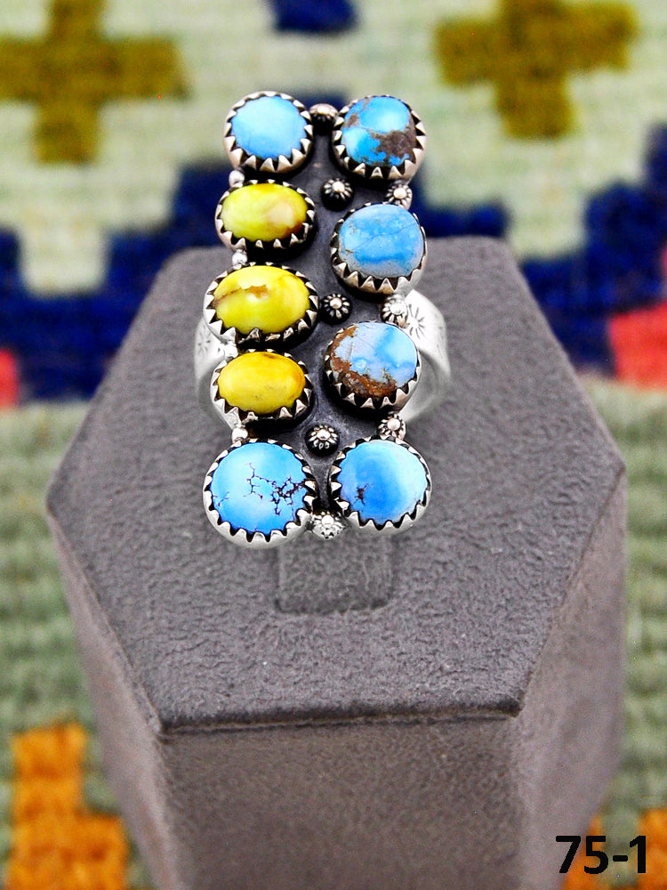Southwest Handmade Palomino with Golden Hills & Sterling Silver Adjustable Ring