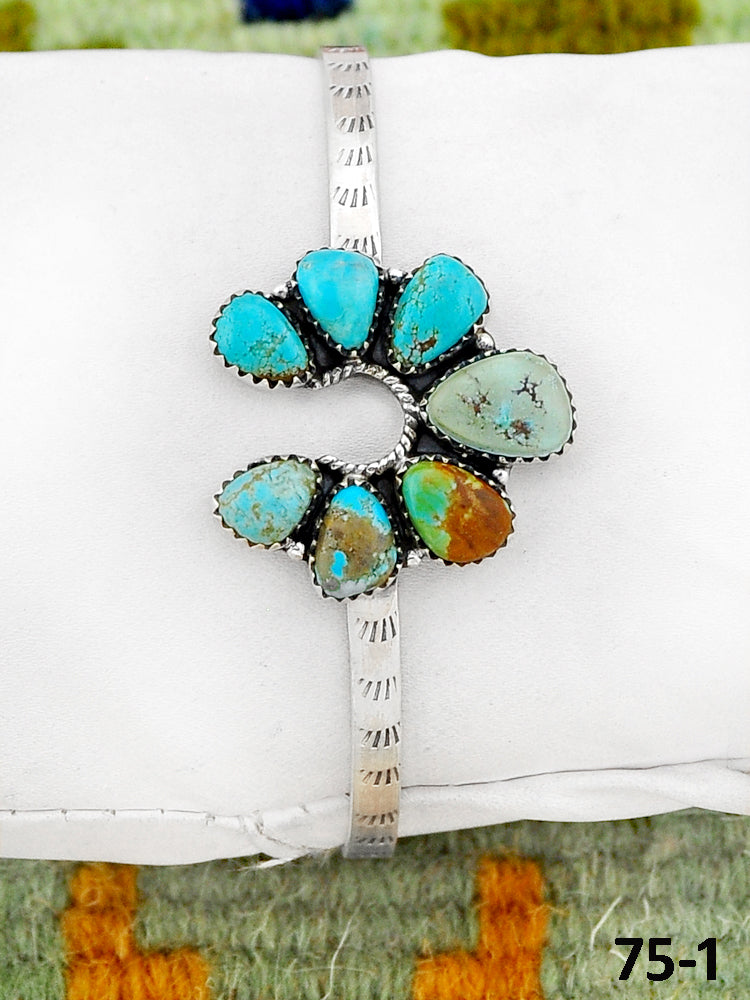Southwest Handmade #8 Turquoise & Sterling Silver Cuff Bracelet