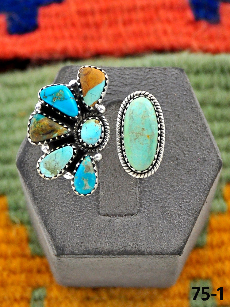Southwest Made Royston Turquoise & Sterling Silver Adjustable Ring