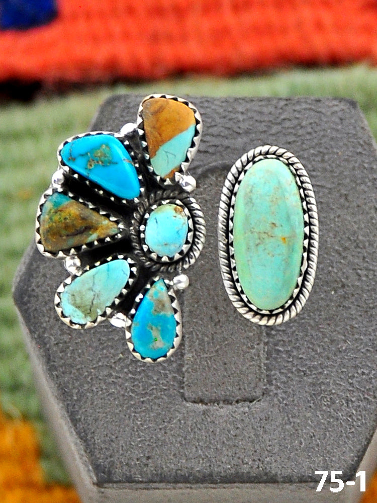 Southwest Made Royston Turquoise & Sterling Silver Adjustable Ring
