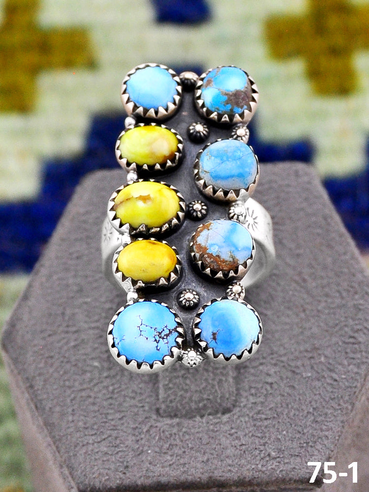 Southwest Handmade Palomino with Golden Hills & Sterling Silver Adjustable Ring