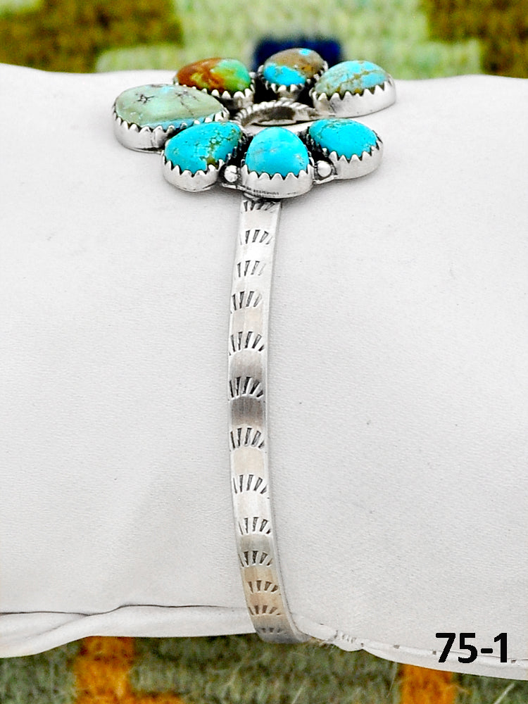 Southwest Handmade #8 Turquoise & Sterling Silver Cuff Bracelet