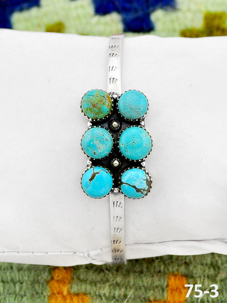 Southwest Handmade #8 Turquoise & Sterling Silver Cuff Bracelet