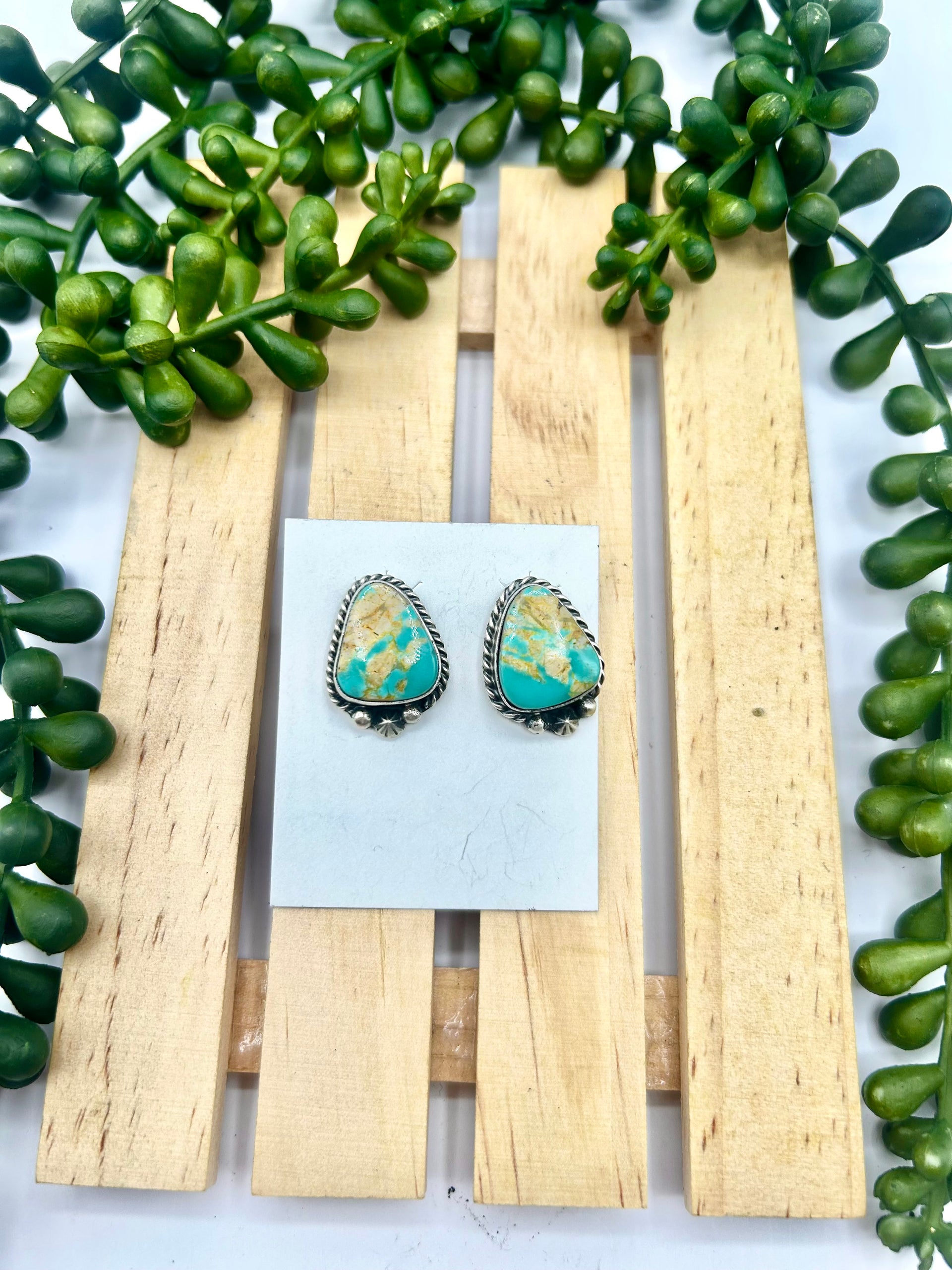 Chassily Belone Kingman Turquoise & Sterling Silver Post Earrings