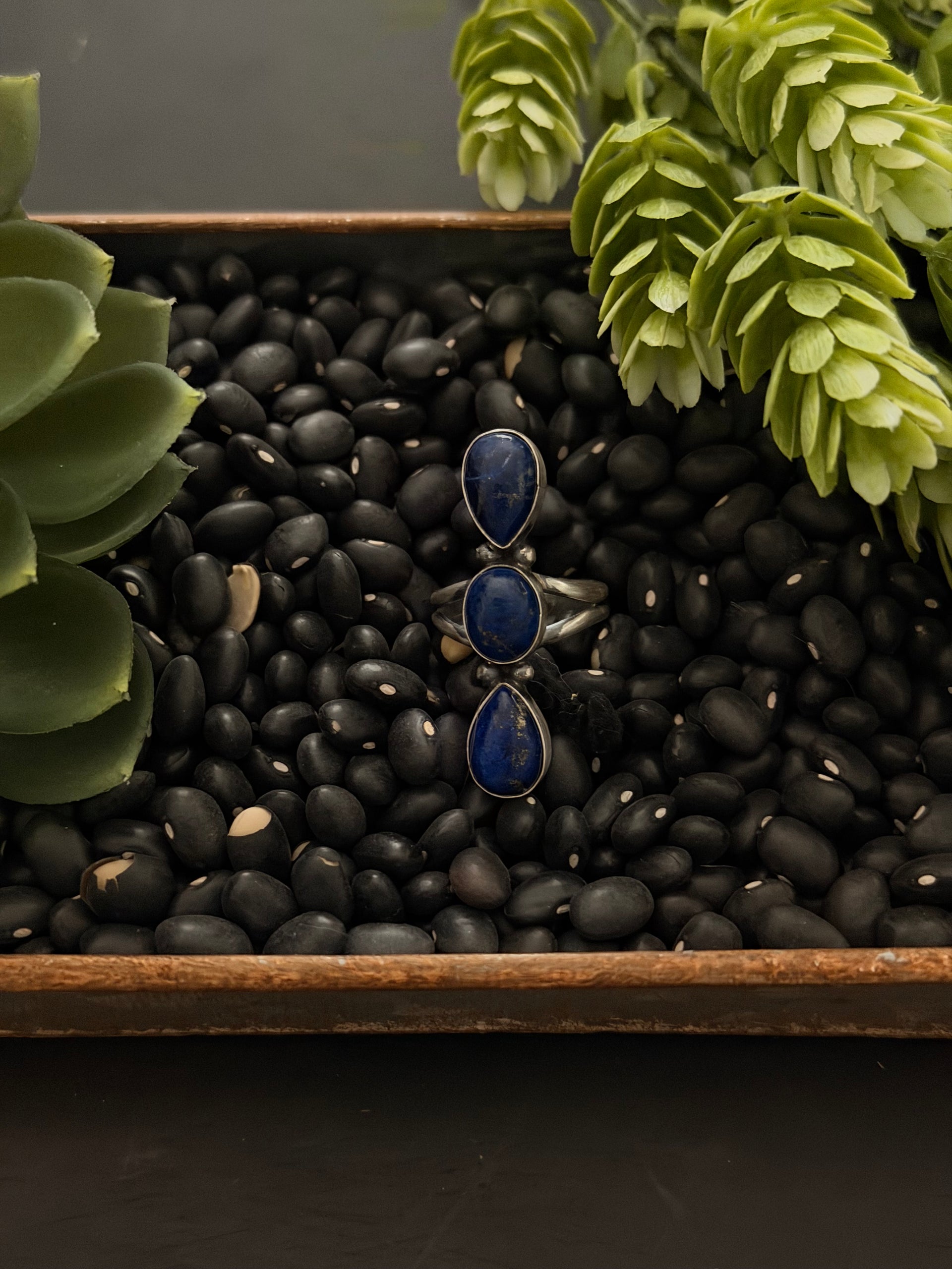 Dave Skeets Lapis & Sterling Silver Ring Size 7.5