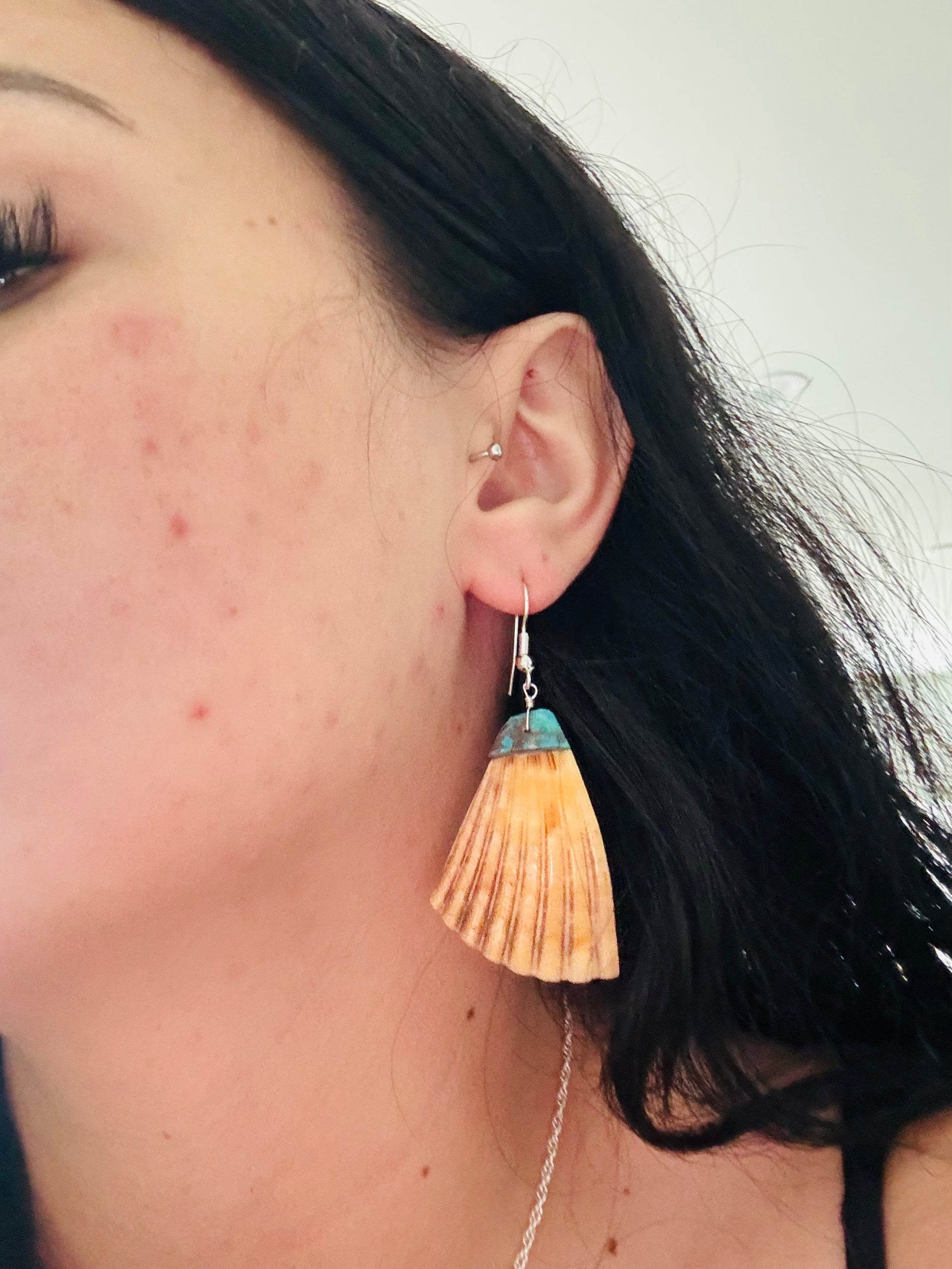 Santo Damingo Multi Stone & Sterling Silver Dangle Shell Earrings