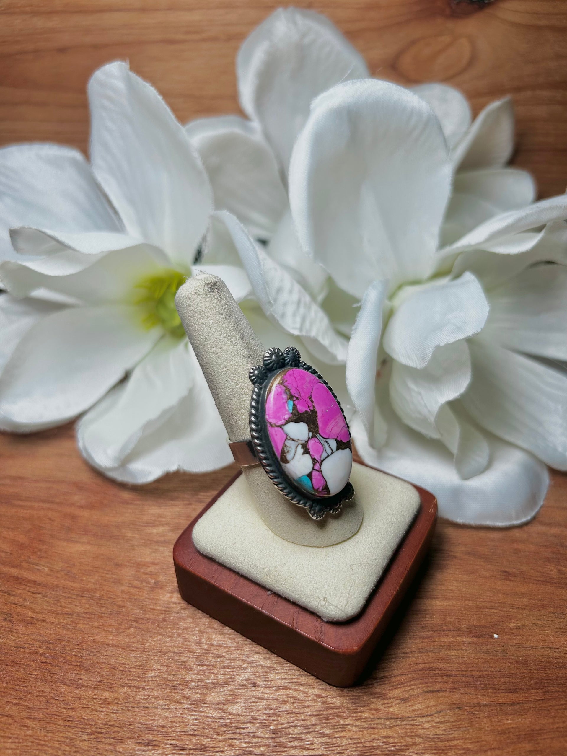 Zachariah David Cotton Candy Dahlia & Sterling Silver Adjustable Ring