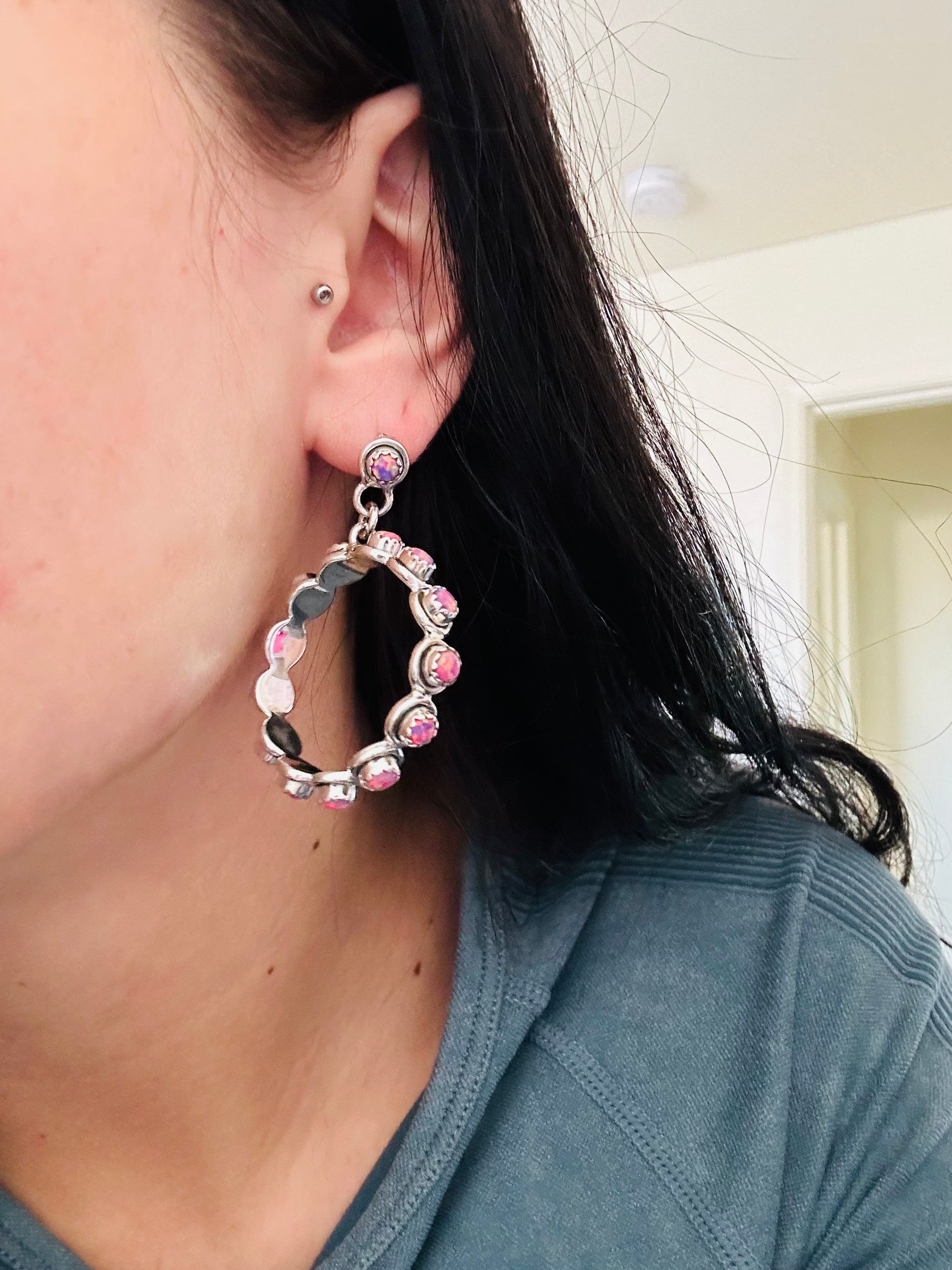 TTD “Ranchin” Pink Opal & Sterling Silver Earrings