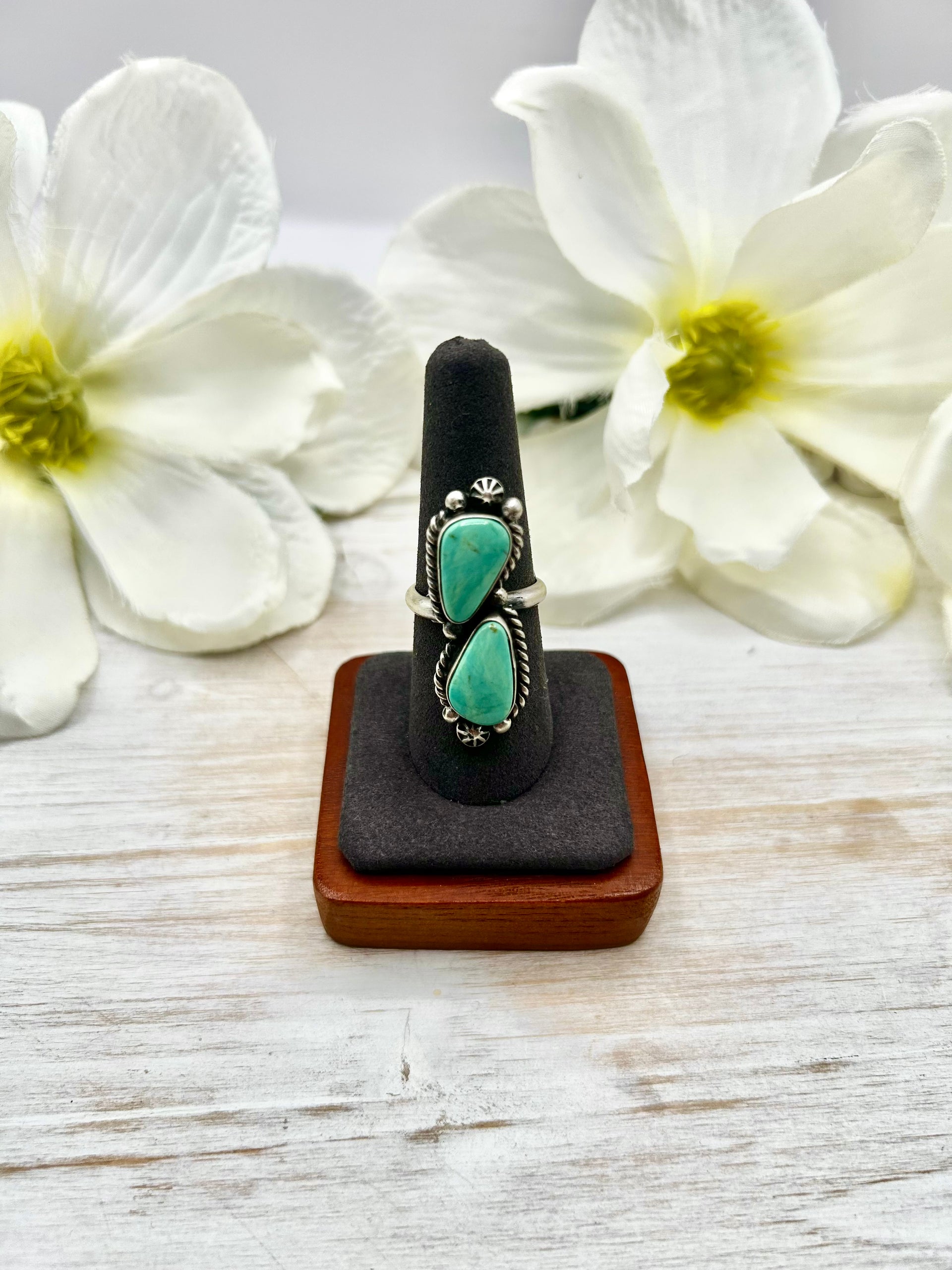 Eugene Belore Kingman Turquoise & Sterling Silver Adjustable Ring