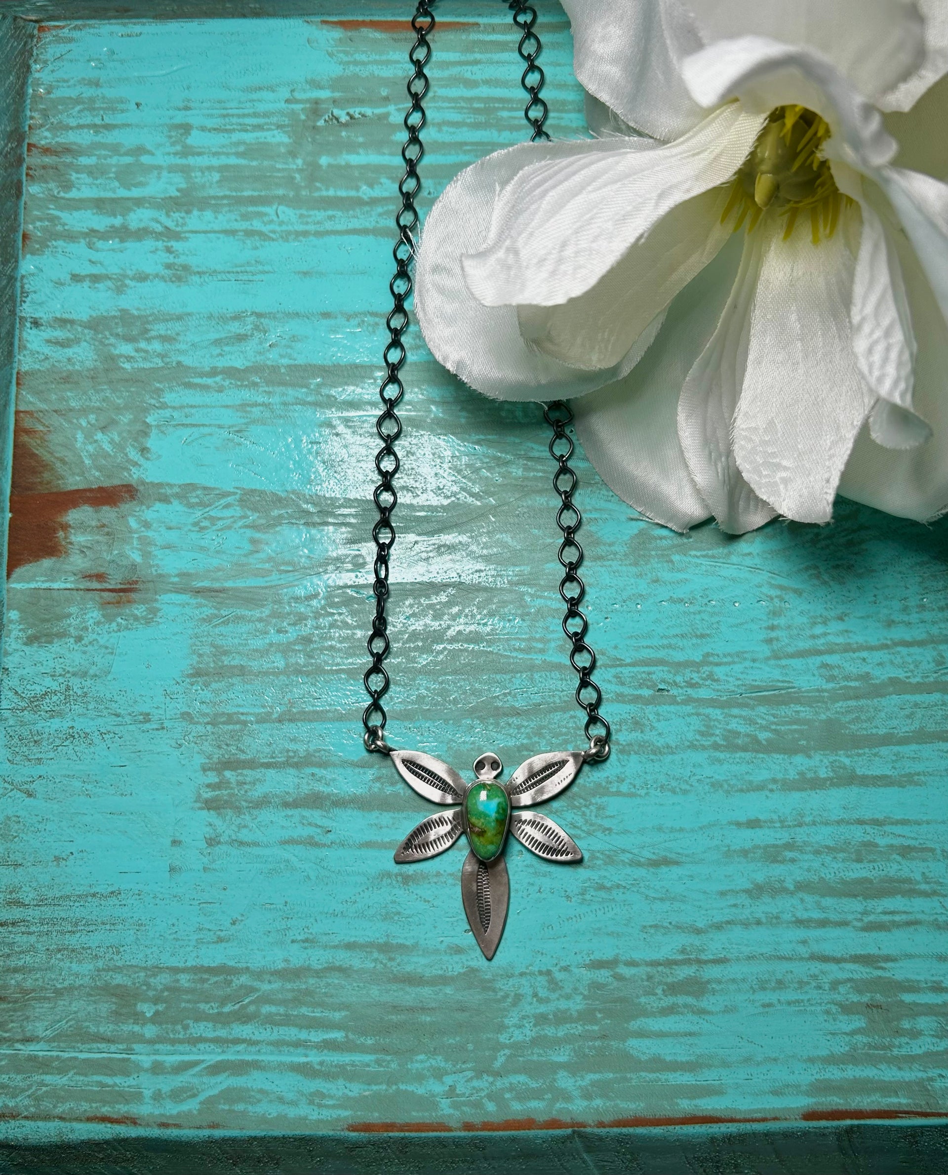 Navajo Made Sonoran Mountain Turquoise& Sterling Sliver Necklace