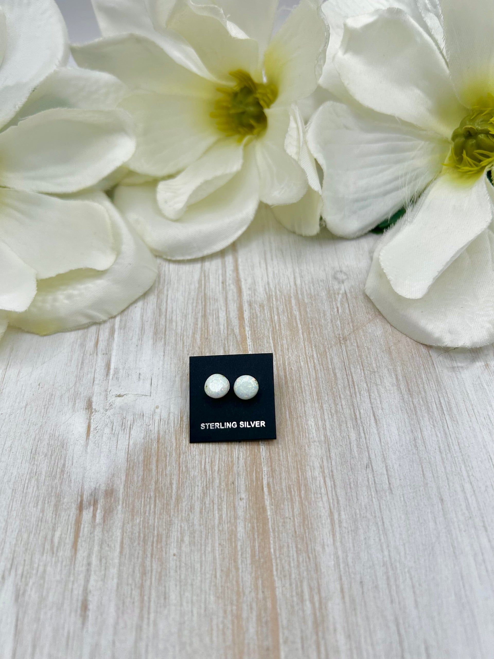 Navajo Made Opal & Sterling Silver Post Earrings