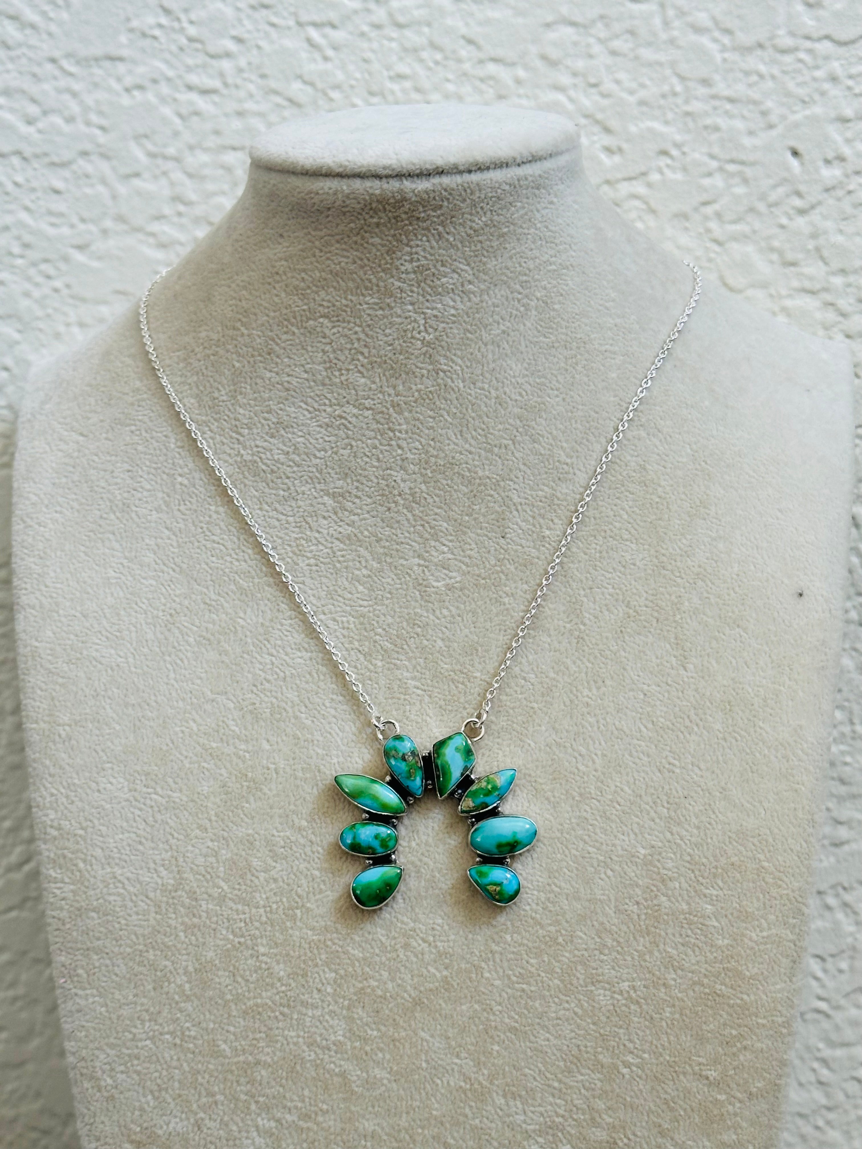 TTD “Chance” Sonoran Mountain Turquoise & Sterling Silver Cluster Naja Necklace