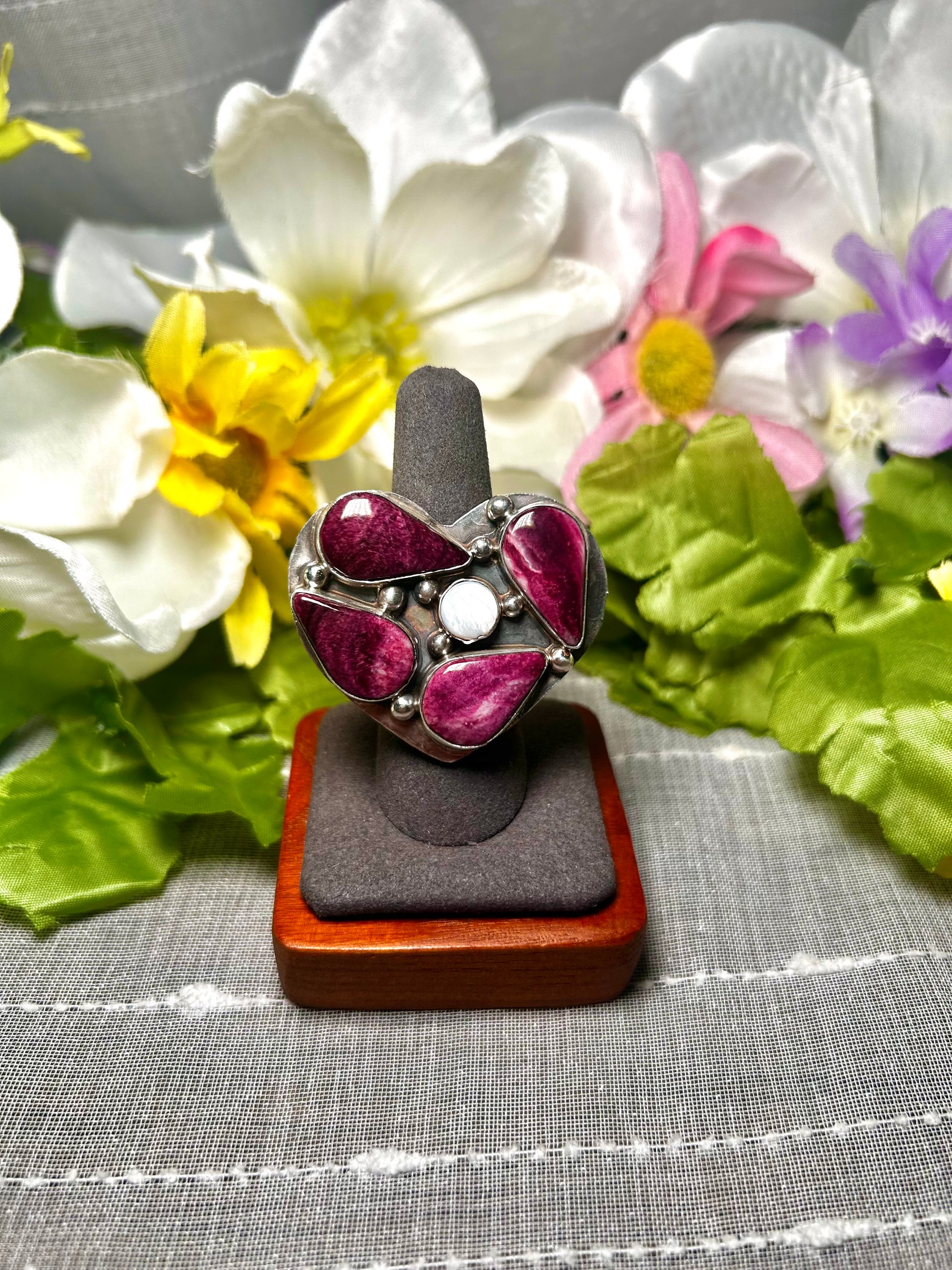 Jacqueline Silver Multi Stone & Sterling Silver Adjustable Ring